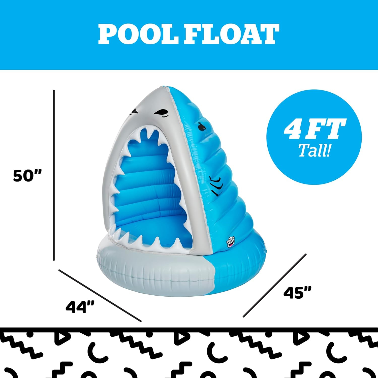 Giant Blue and White Shark Inflatable Pool Float