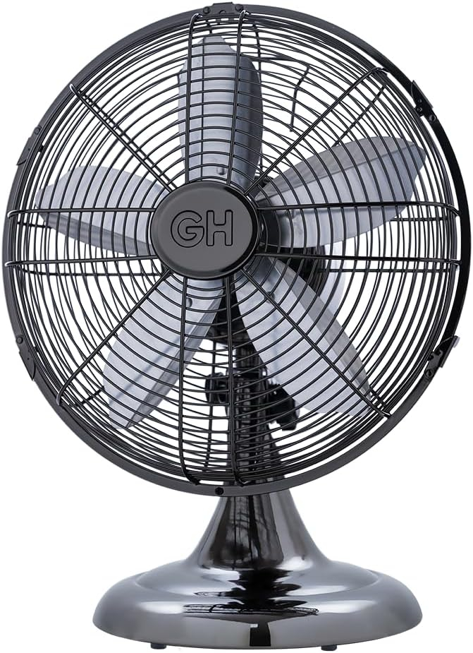 Good Housekeeping Good Housekeeping's All-Metal Retro 3-Speed 12" Oscillating Office Desk Table Fan (Multiple Finishes Available)