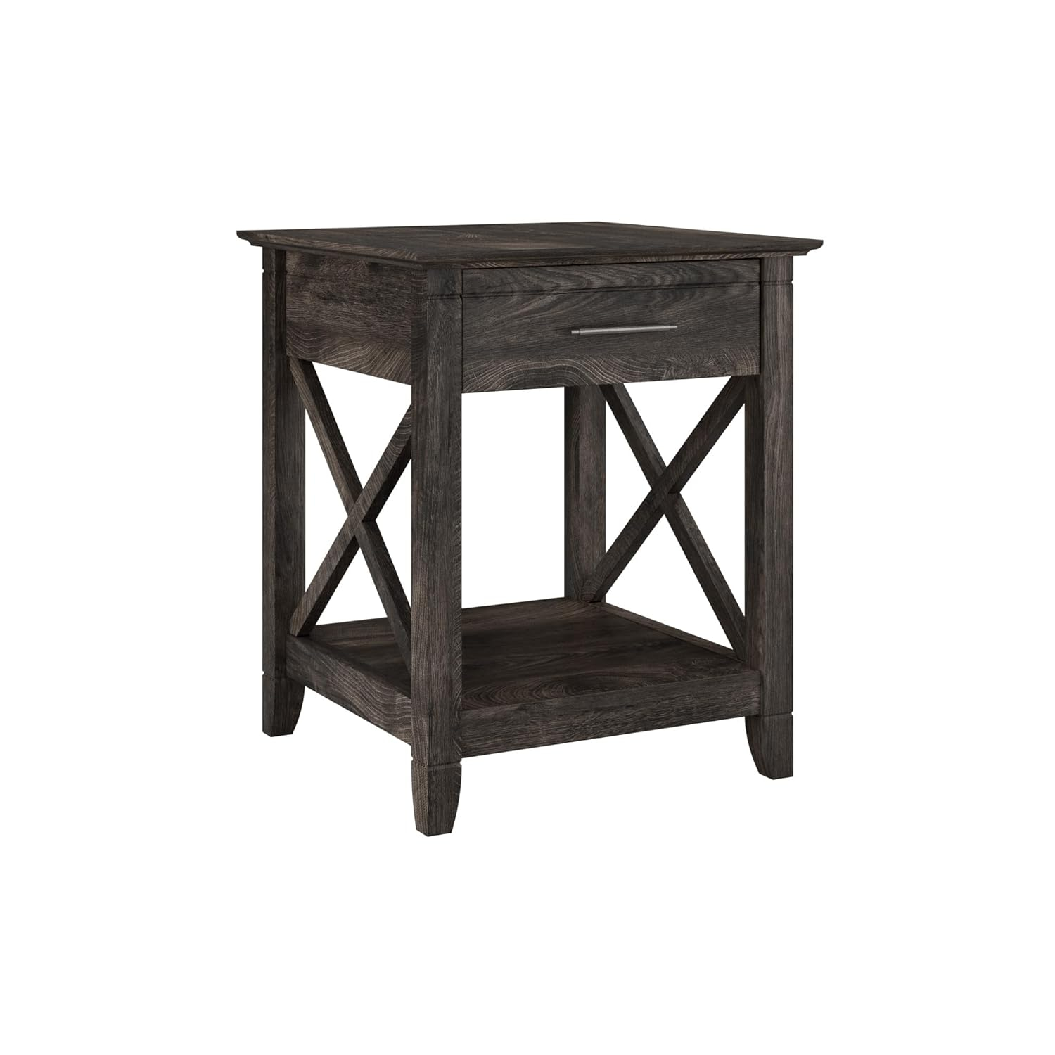 Bush Furniture Key West End Table with Storage, Dark Gray Hickory