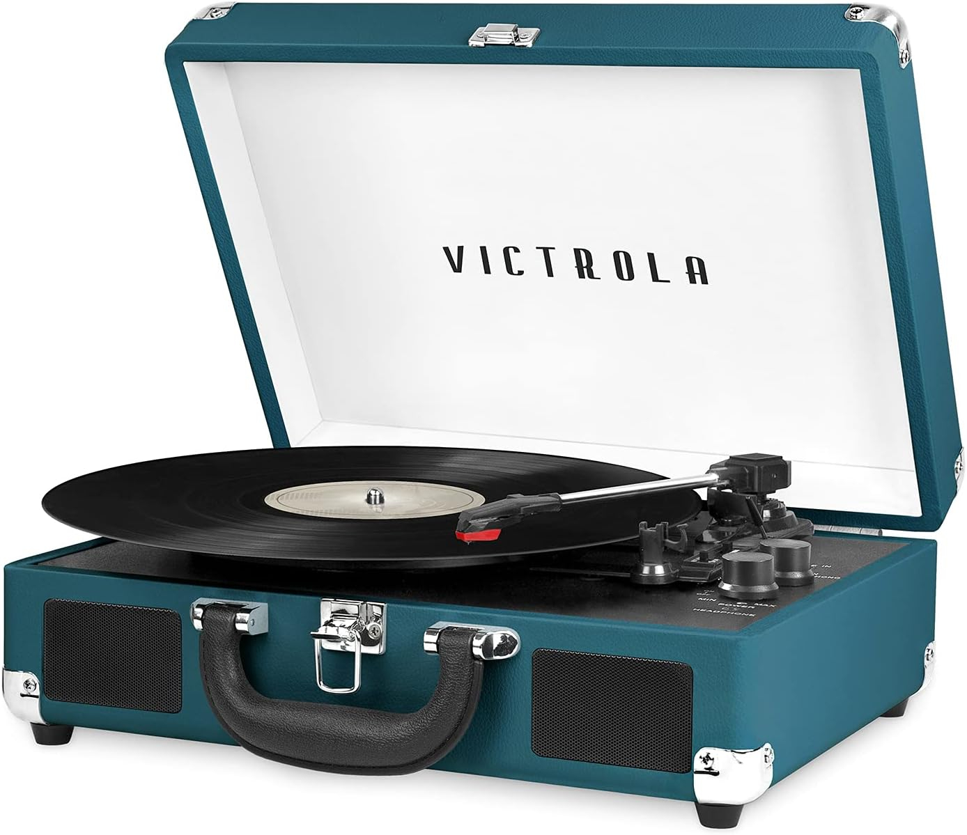 Victrola Bluetooth Portable Suitcase Record Player with 3-Speed Turntable - Blue Coral