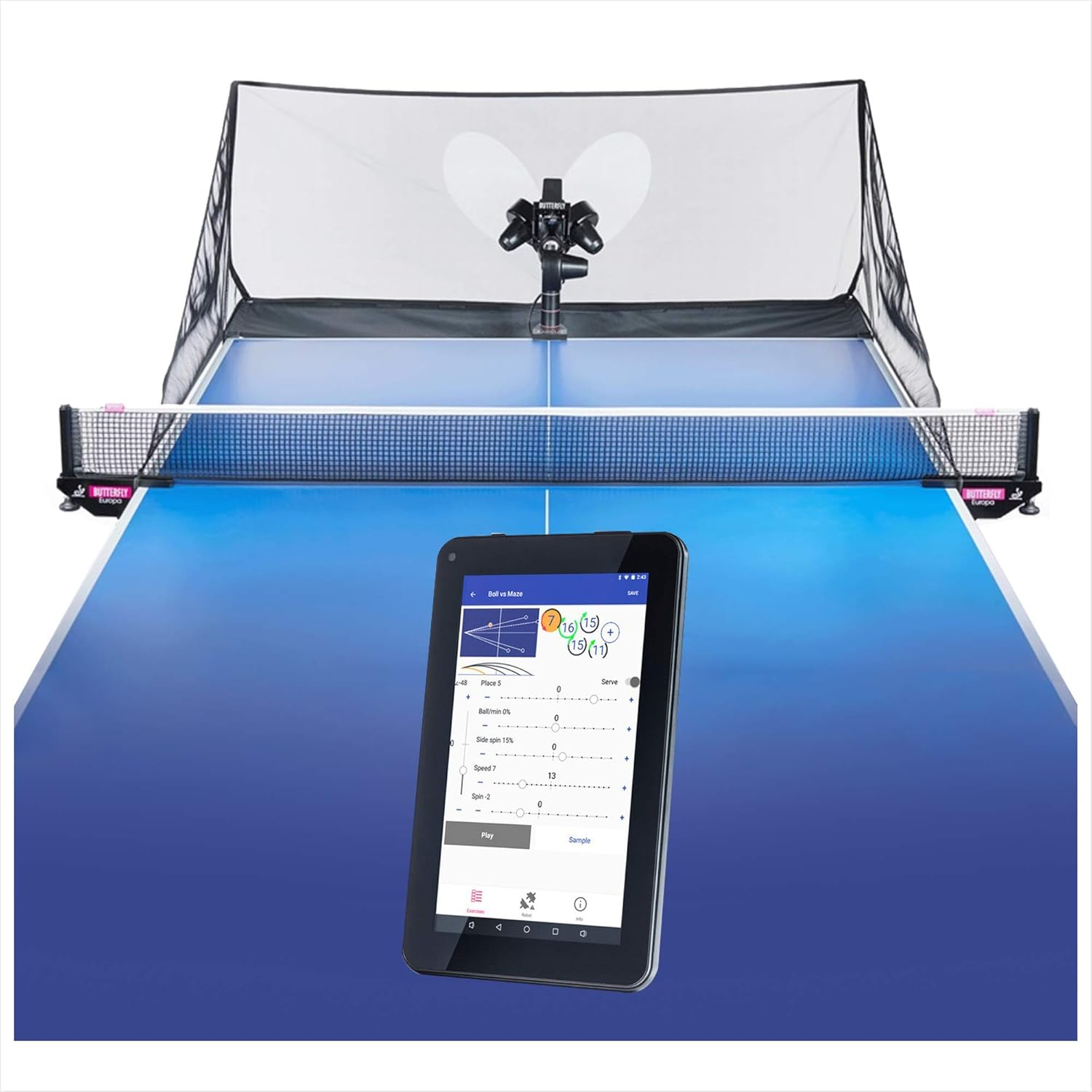 Butterfly Amicus Prime Table Tennis Robot - Wireless Bluetooth Controls - 20 Pre-programmed Professional Drills - 120 Balls Per Minute