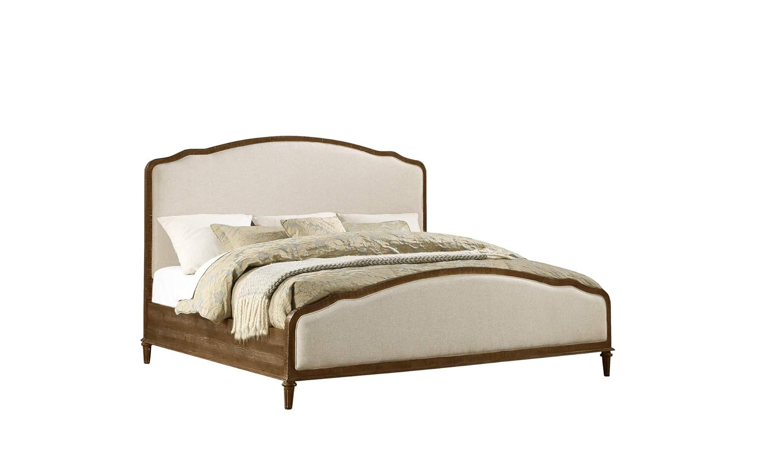 Madrona Burke Cream Queen Bed with Weathered Wood Framing, Headboard And Footboard Panels
