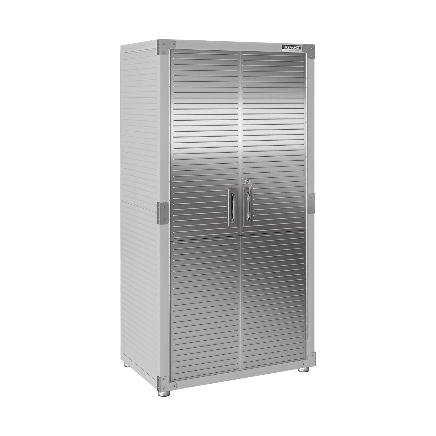 Seville Classics UltraHD Steel 2-Door Lockable Garage Storage Cabinet, 36 x 24 x 72, Granite Gray