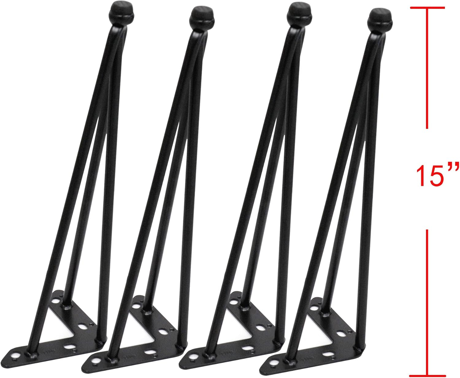 Home Soft Things 4 Piece Hairpin Metal Table Legs Furniture Legs Tripod 15" (4 pc)