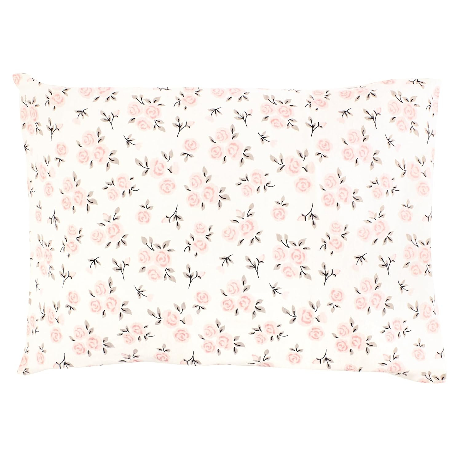 Hudson Baby Infant Girl Cotton Toddler Pillow Case, Neutral Pink Floral, One Size
