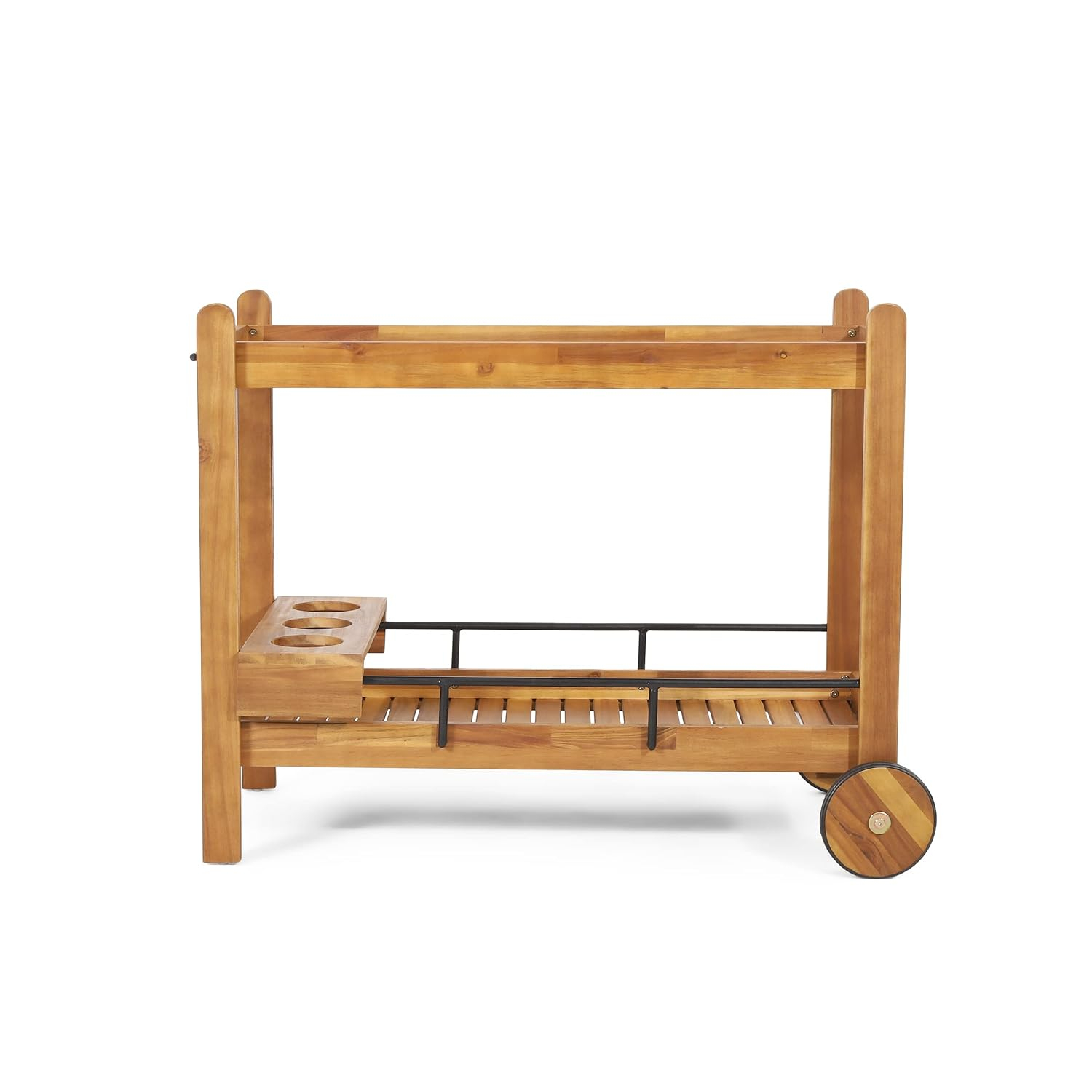 Christopher Knight Home Bavier Outdoor  Acacia Wood 2 Tiered Bar Cart with Bottle Holders by