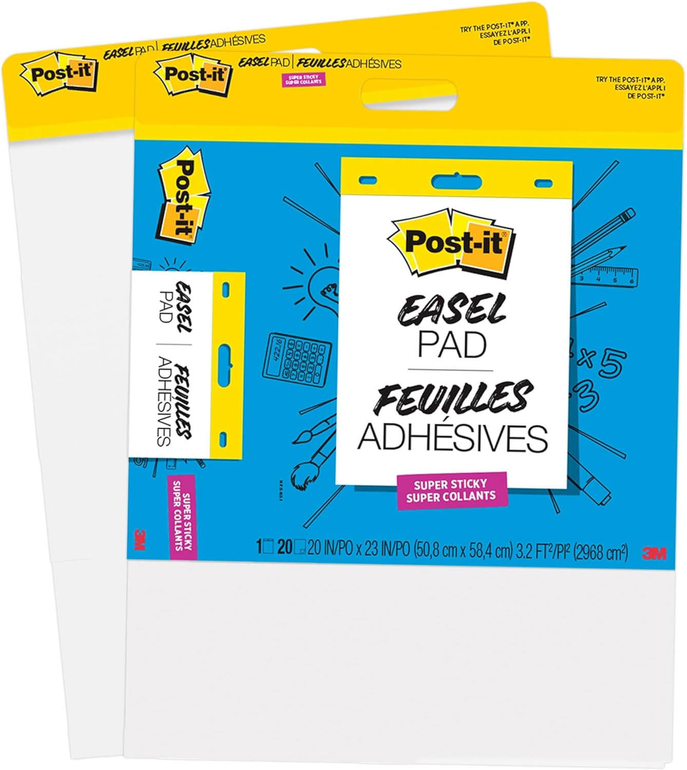Post-it® Easel Pad 566B-2PK, 20 in x 23 in (50.8 cm x 58.4 cm), 2 Packs per case