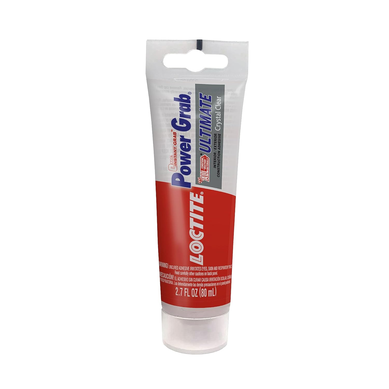Loctite Power Grab Construction Adhesive Ultimate Crystal Clear, Pack of 1, Clear 2.7 fl oz Tube