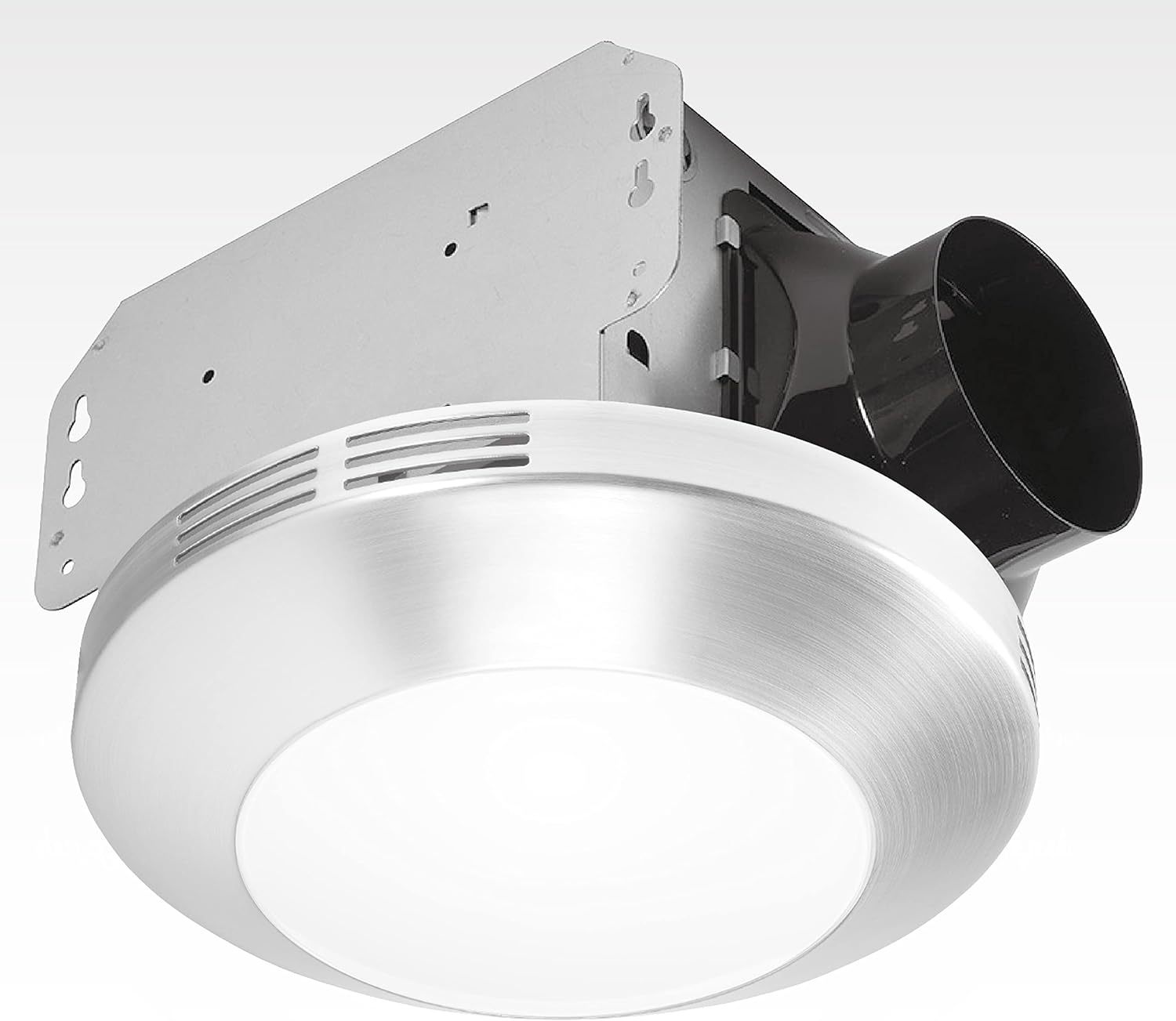 Decorative Brushed Nickel 80 CFM Ceiling Mount Bathroom Exhaust Fan w/LED Light