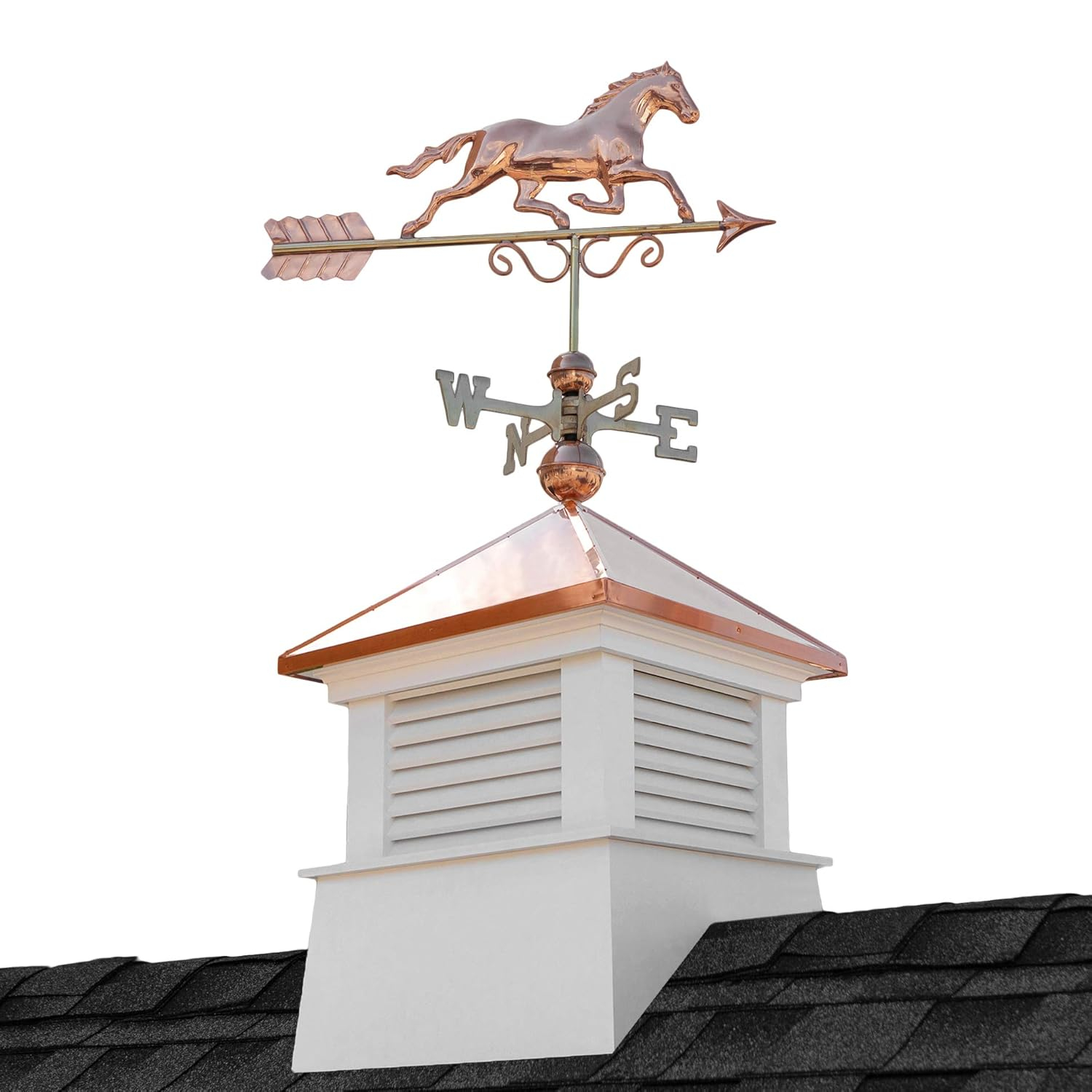 Good Directions 18" Square Manchester Vinyl Cupola with Horse Weathervane by
