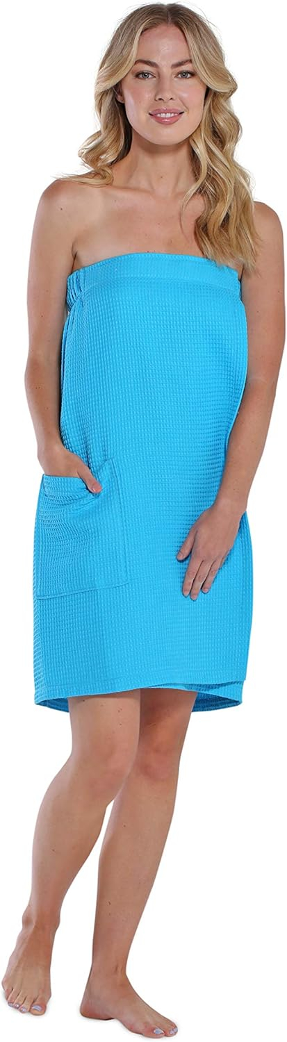 Turquaz Linen Turquoise Waffle Spa Bath Wrap