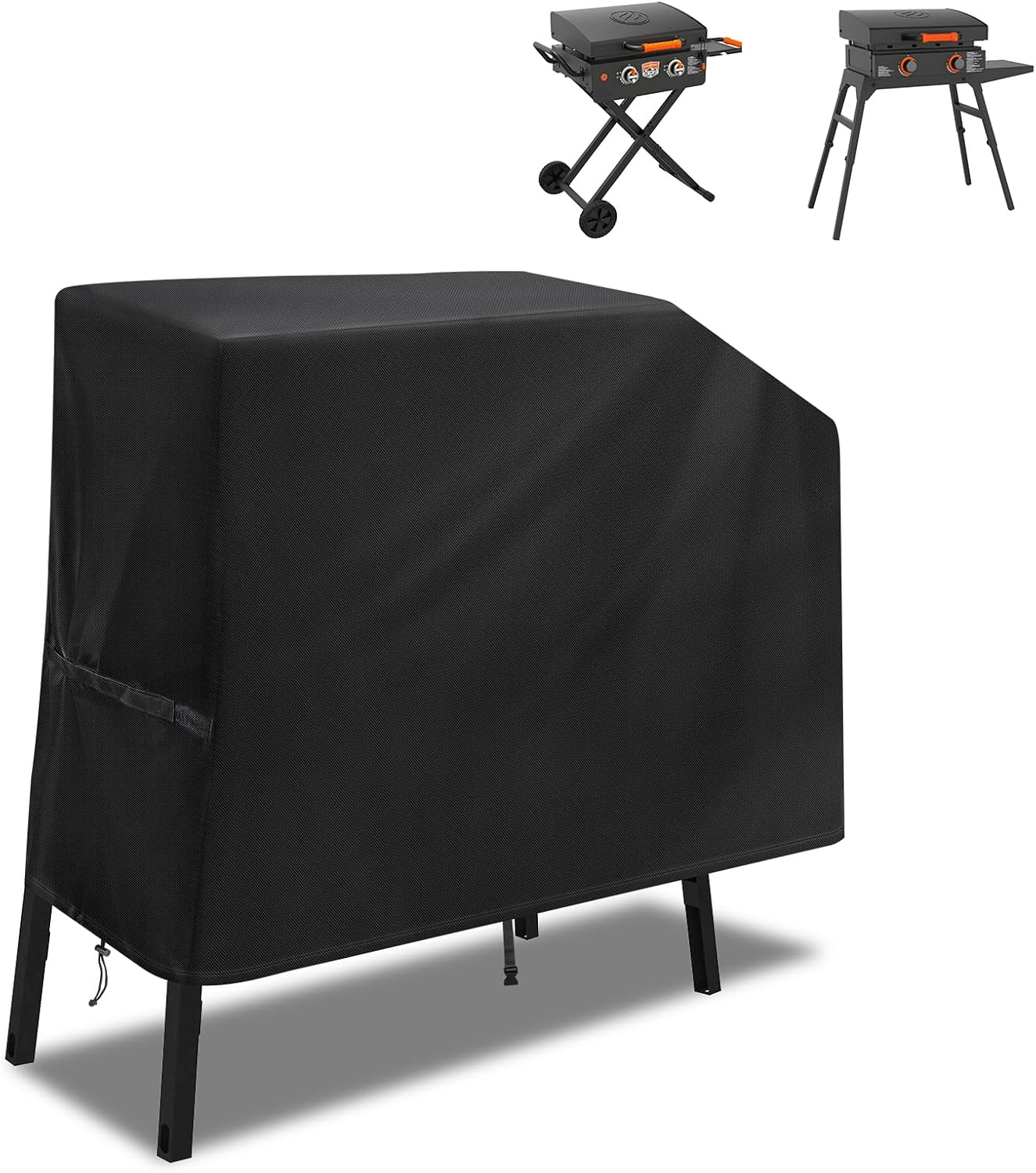 Griddle Grill Cover for Blackstone 22 inch and 17 inch with Hood and Stand, Waterproof UV Resistant Rip-Proof Material Griddle Cover - Black(Cover Only)