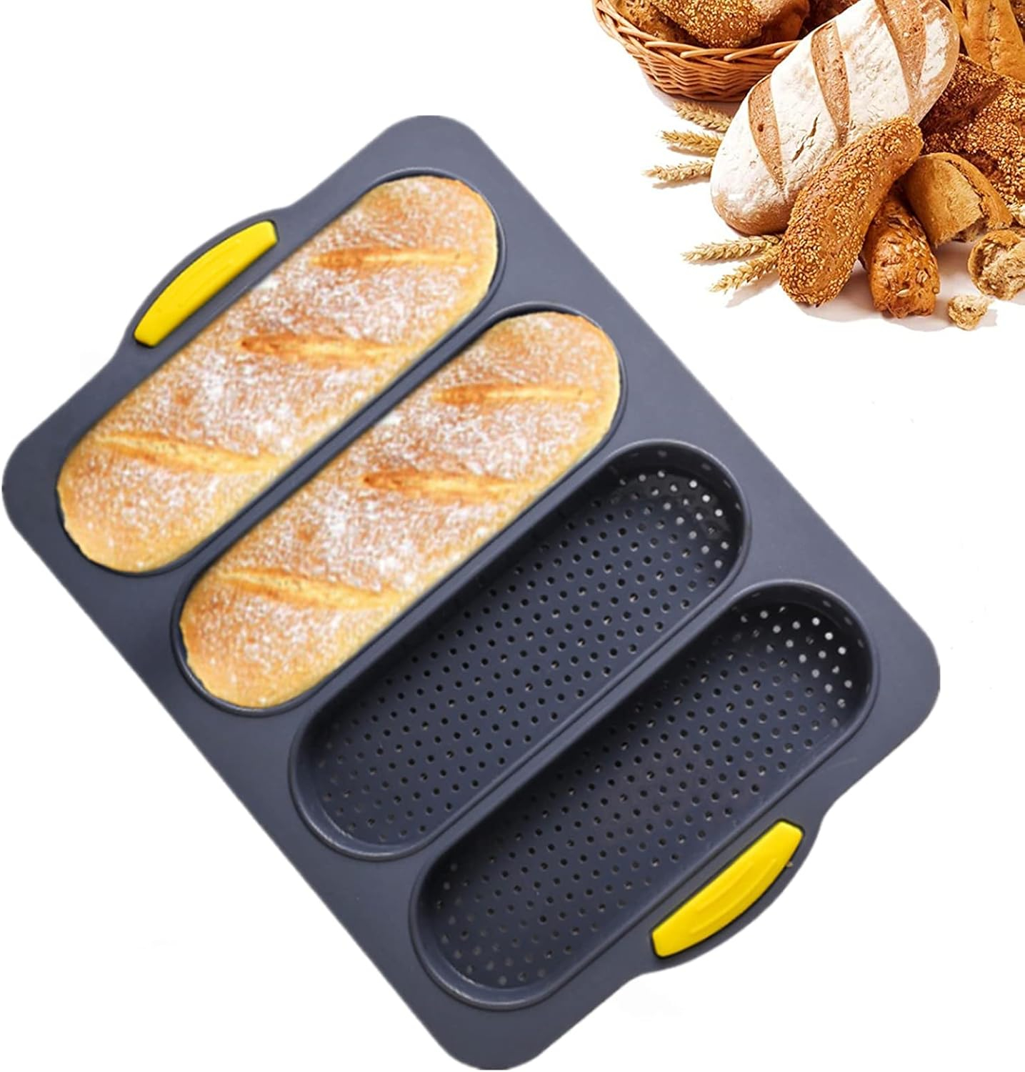 Loaf Pan French Four-hole Bread Non-stick Pan Easy Release Household Silicone Food Baking Breakfast Warm Afternoon Tea Romantic Dinner Tool