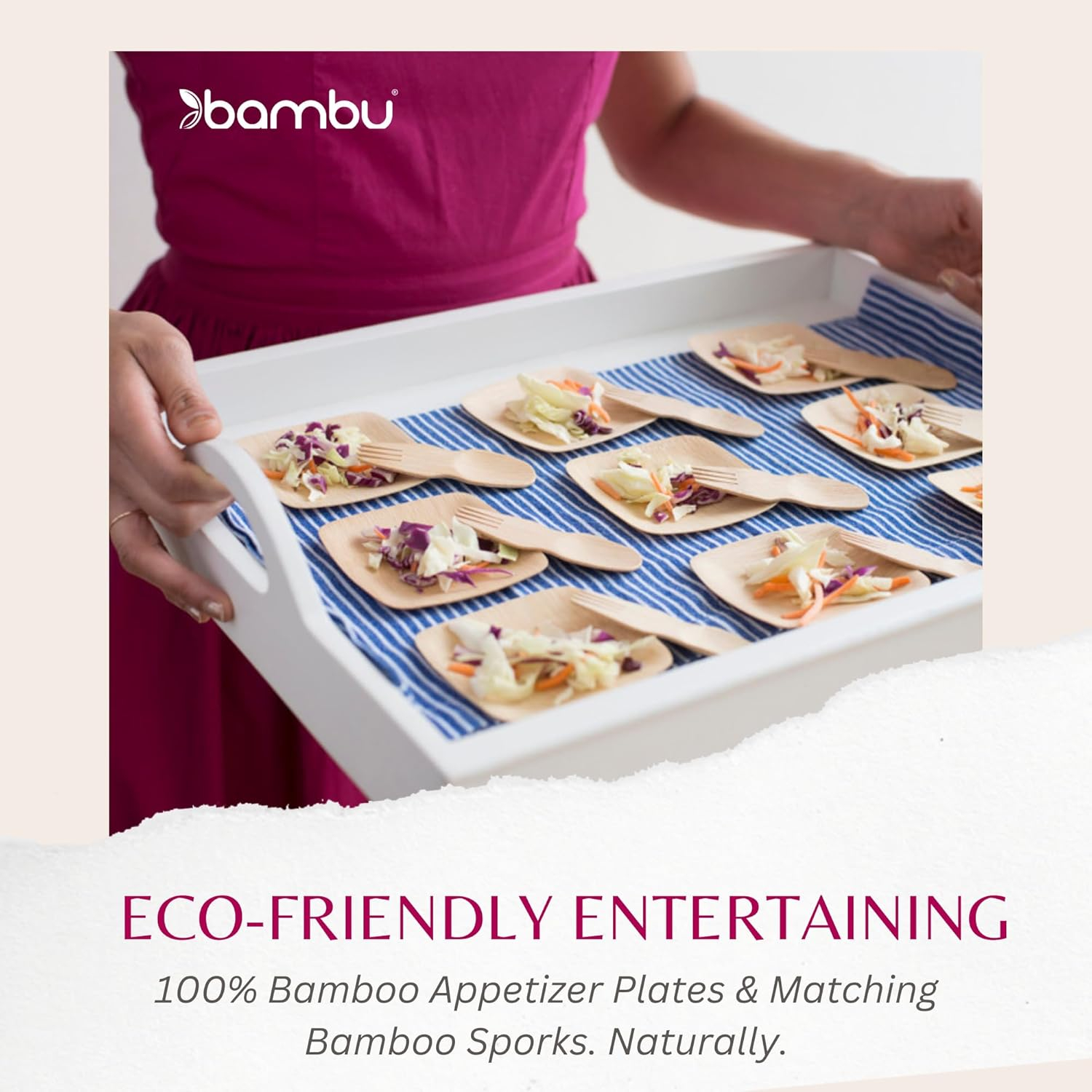 Eco-Friendly 3.5" Square Bamboo Compostable Plates, Pack of 250
