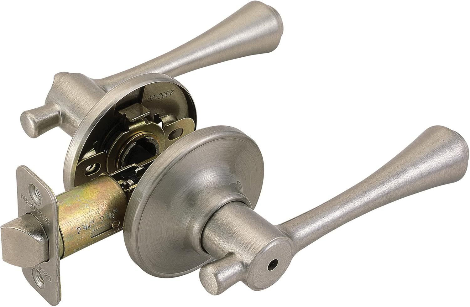 Design House Ironwood Privacy Universal Interior Bed and Bath Door Lever, Satin Nickel