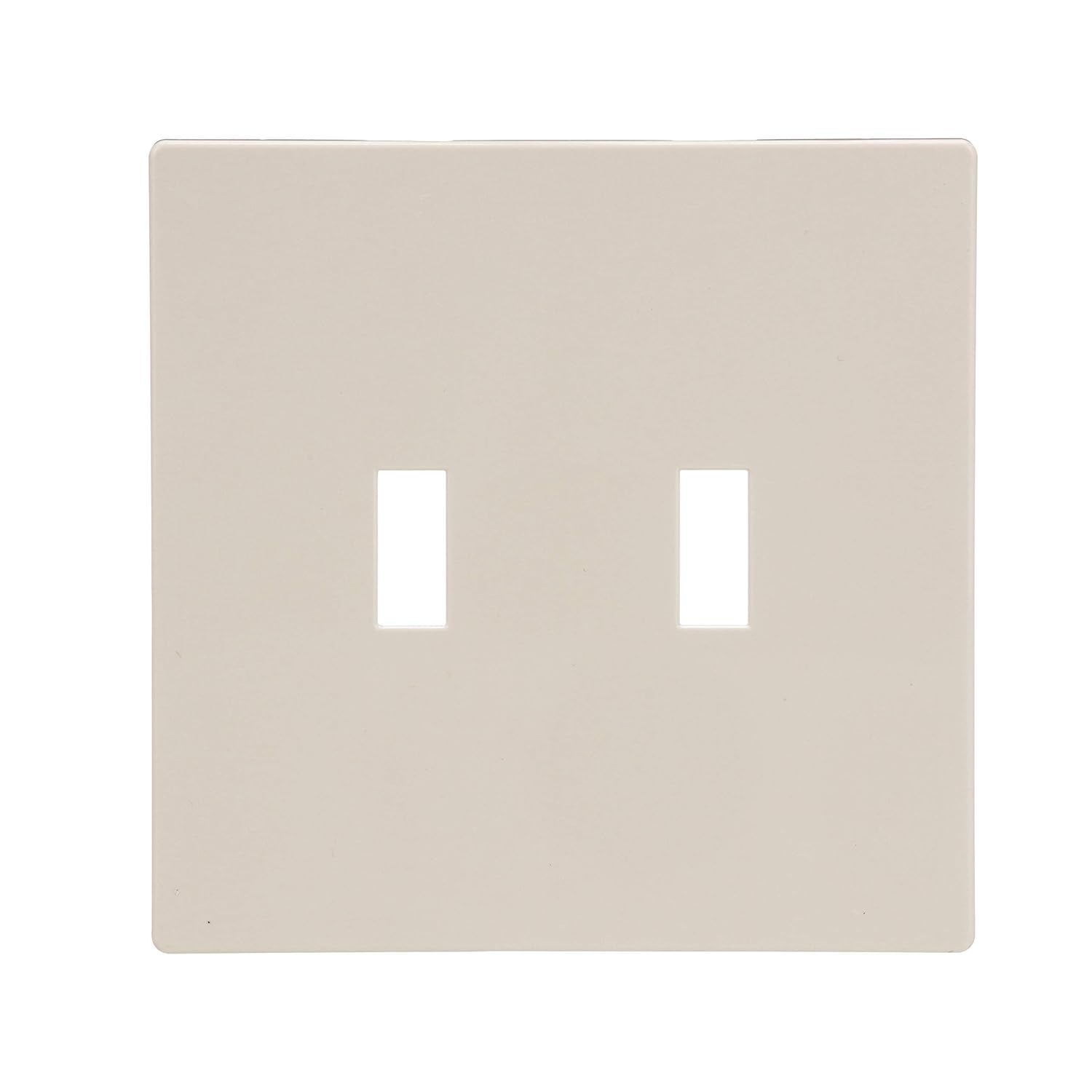 Light Almond Polycarbonate 2-Gang Screwless Toggle Switch Wall Plate