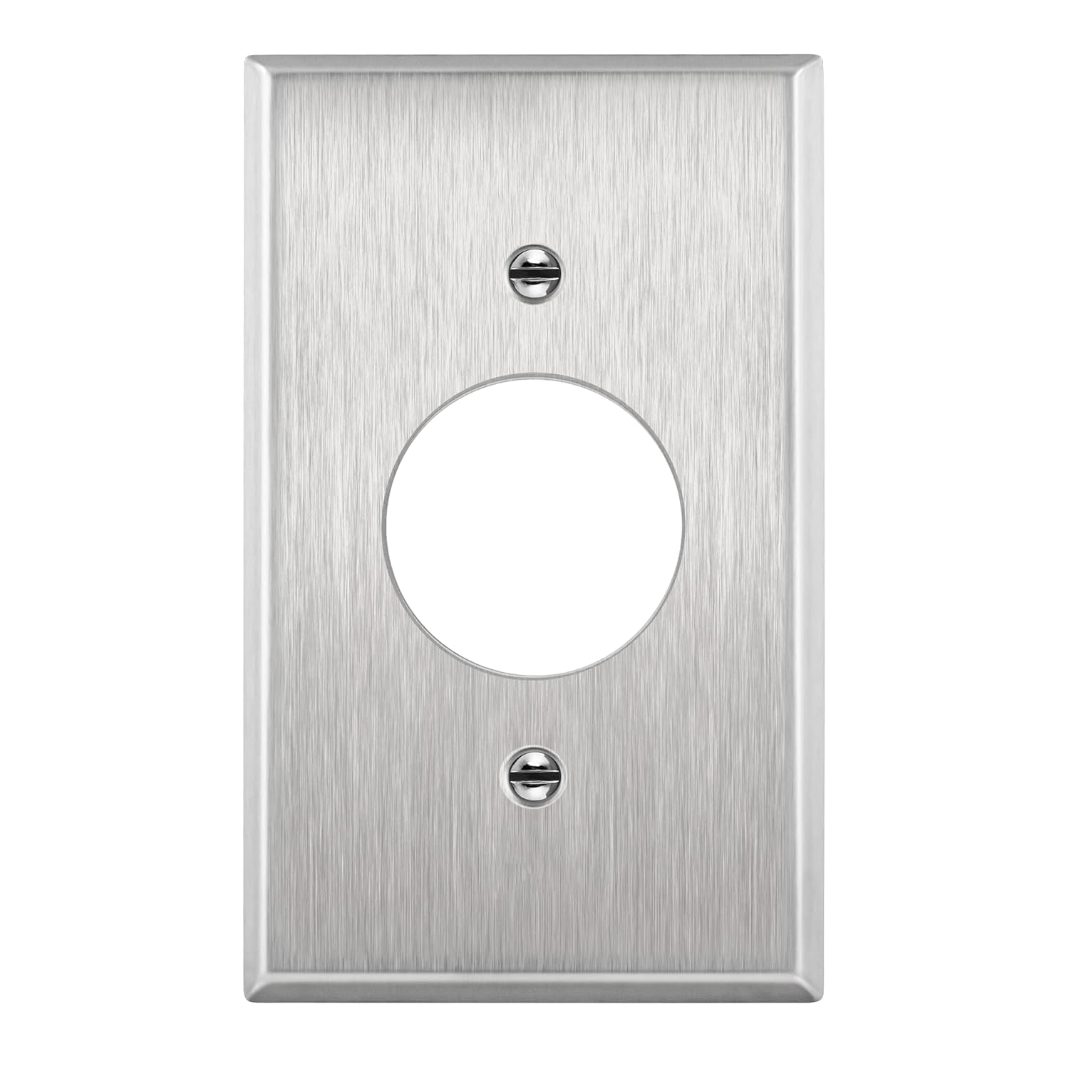 ENERLITES 1.406" Hole Single Receptacle Outlet Metal Wall Plate, Corrosive Resistant, Over Size 1-Gang 5.5" x 3.5", 7751O, 430 Stainless Steel, UL Listed, Silver