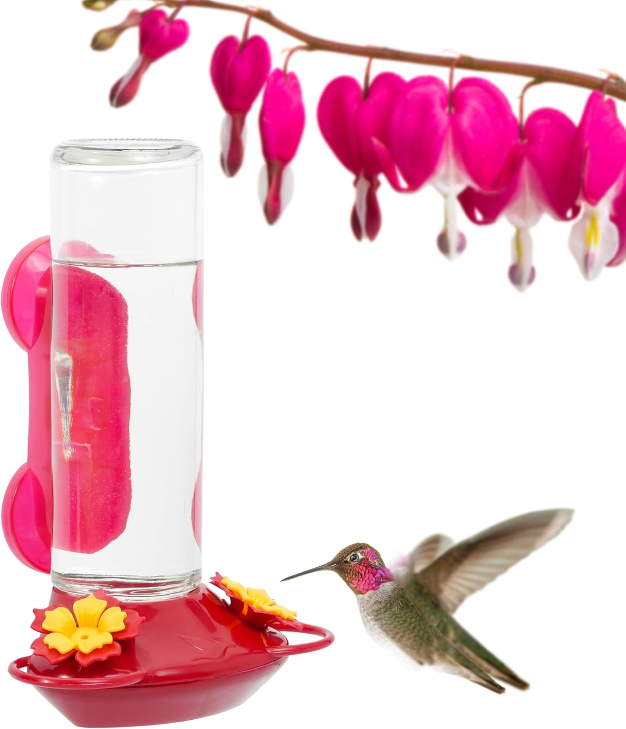 Perky-Pet 455-2 Mounted 445-2 Glass Window Hummingbird Feeder, Red – 14 oz