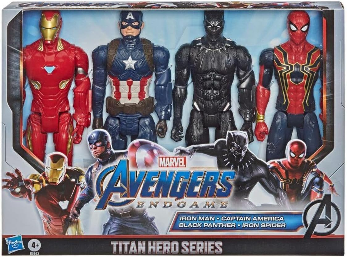 Marvel Avengers: Titan Hero Series Captain America, Iron Spider, Black Panther, and Iron Man Kids Toy Action Figure for Boys and Girls (12")