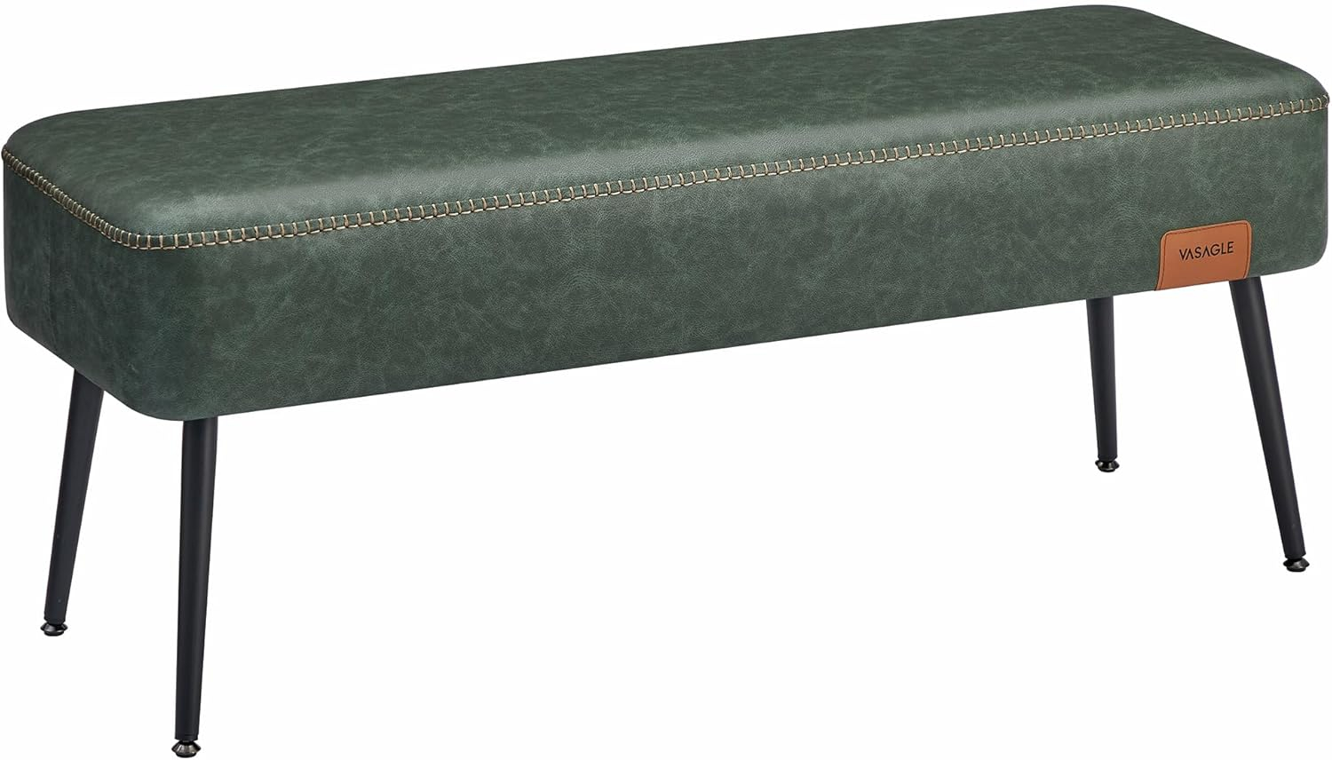 VASAGLE EKHO Collection - Storage Ottoman Bench Leather Entryway Bedroom Bench 15 Gallons for Bedroom Living Room Loads 660 lb Forest Green