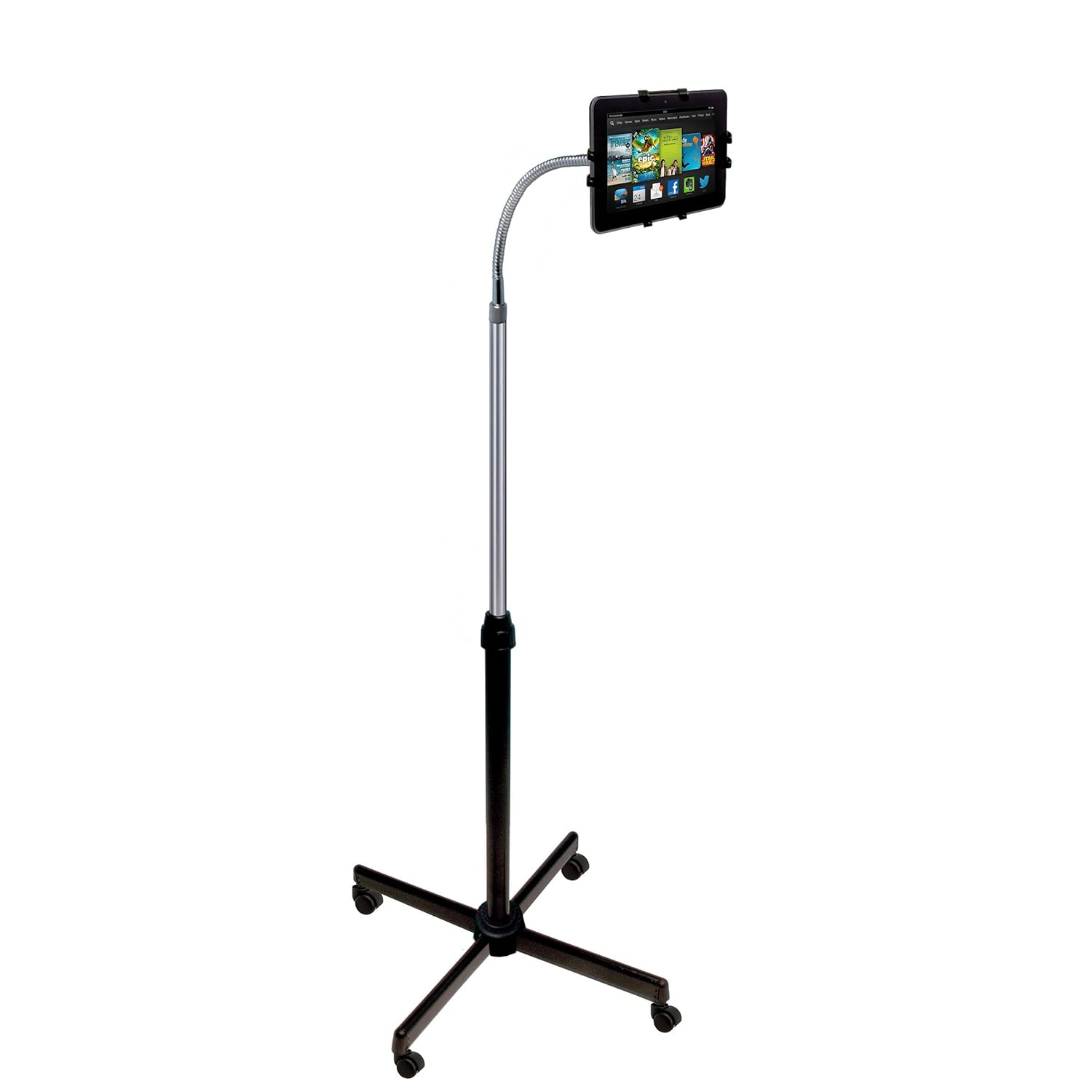 Universal Floor Stand - CTA Universal Height-Adjustable Gooseneck Floor Stand for iPad 11 A16 - iPad Air 11 / 13 - Pro 11-Inch - 5th & 6th Gen, Kindle Fire & Most 9.7-10.1″ Tablets. (PAD-UAFS)