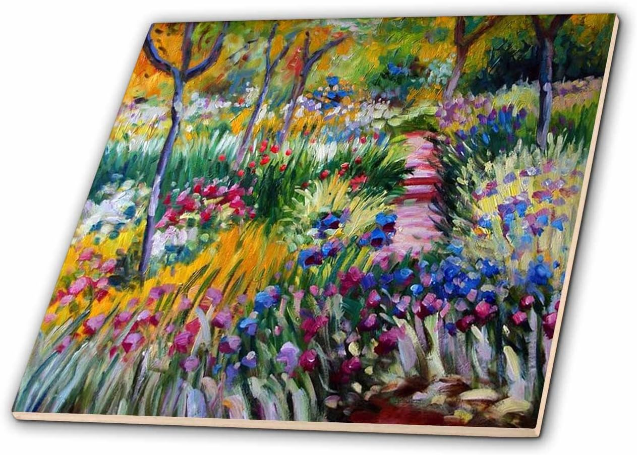 3dRose Print of Monet Painting Monet Garden - Ceramic Tile, 6-inch