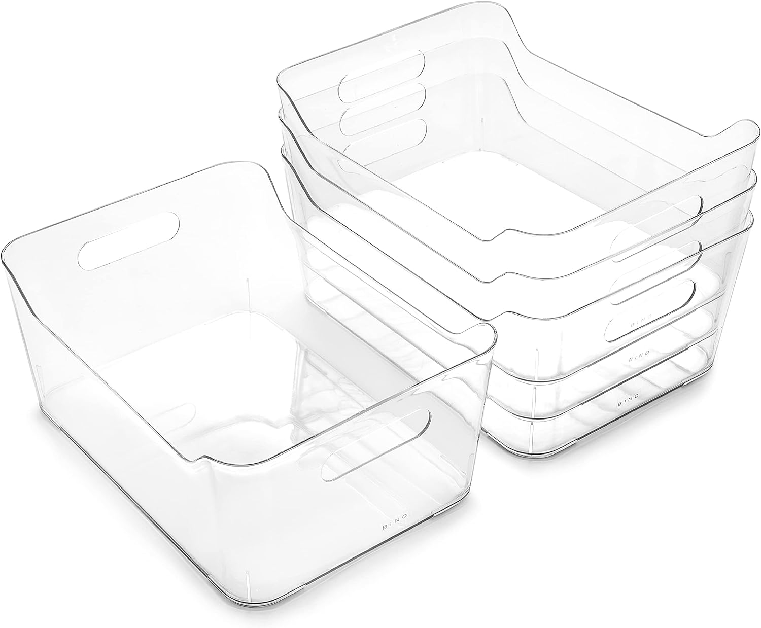 BINO | Plastic Organizer Bins, Small - 4 Pack | THE SOHO COLLECTION | Multi-Use Organizer Bins | Pantry Organizer & Freezer Organizer Bins | Plastic Storage Containers | Bins for Home & Kitchen Org