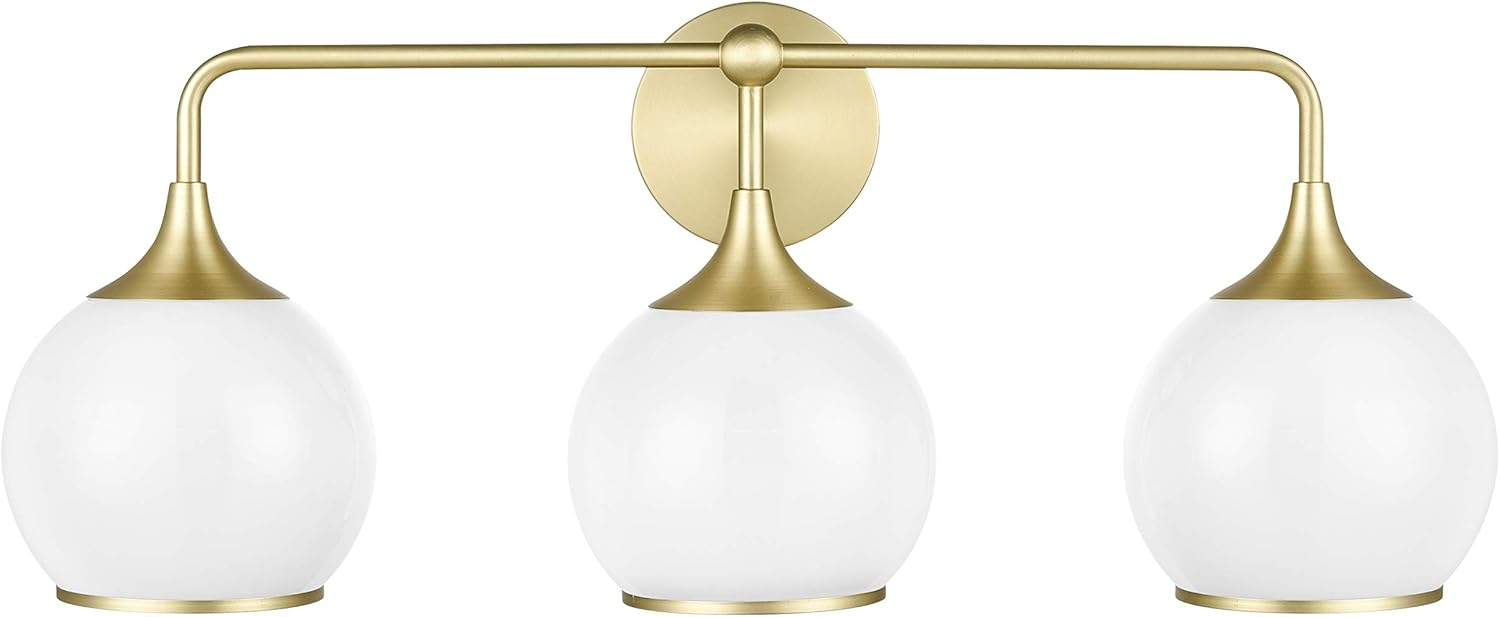 Light Society Lia 3-Light Vanity Light, Brushed Brass/Opal