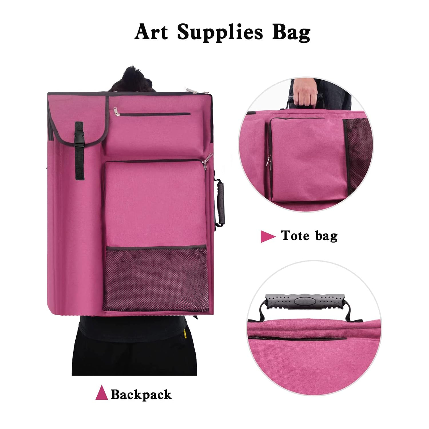 Pink 18 x 24 Oxford Fabric Artist Portfolio Backpack