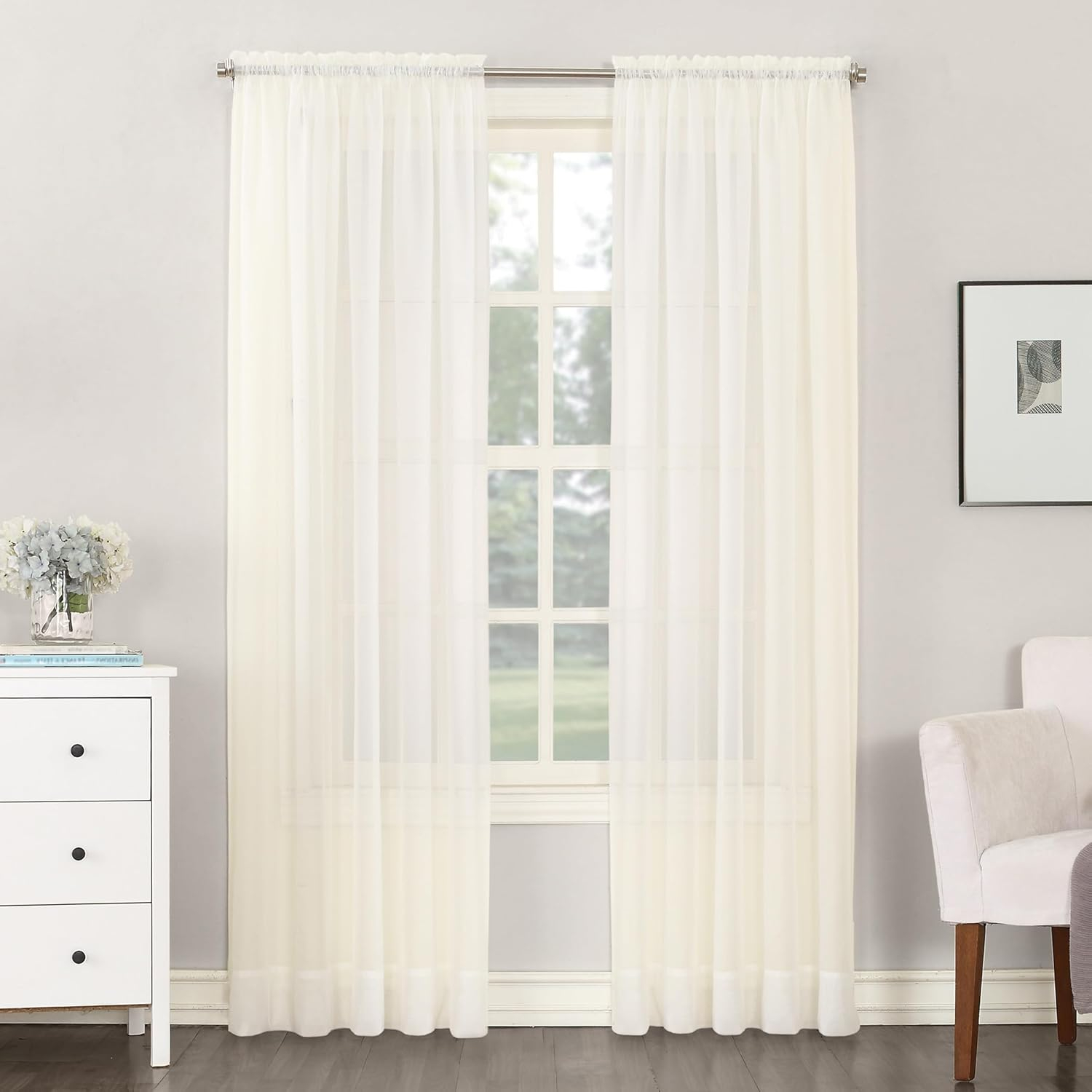 No. 918 Juliette Voile Sheer Rod Pocket Curtain Panel (Single Curtain Panel Only)