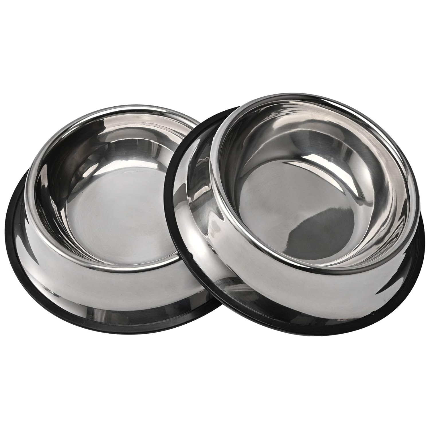 2 pack stainless steel dog bowl with non slip rubber base for small/medium/large pets, perfect dishes, pet feeder bowl and water bowl, suitable for puppies, kittens, and kittens (8 oz)