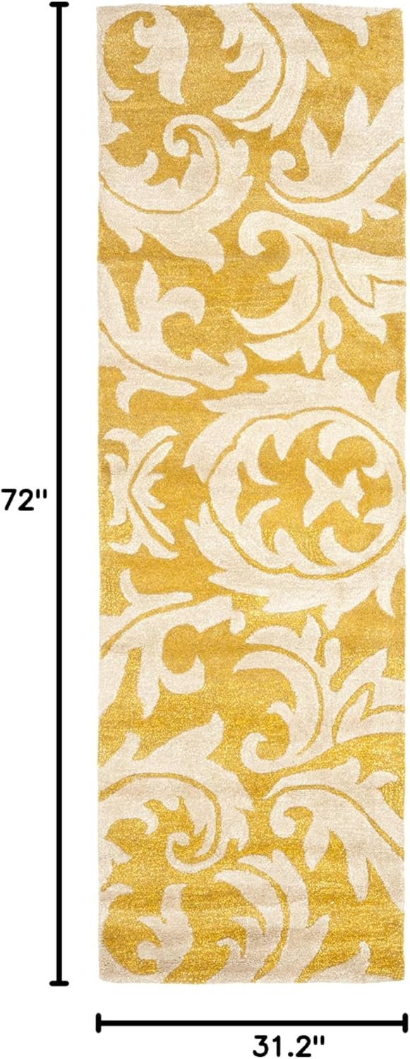 SAFAVIEH Soho Blair Floral Wool Runner Rug, Gold/Ivory, 2'6" x 6'