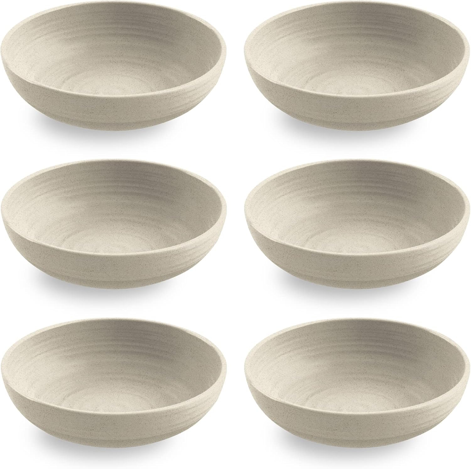 Matte Birch 8" Plant-Based Low Bowls Set of 6