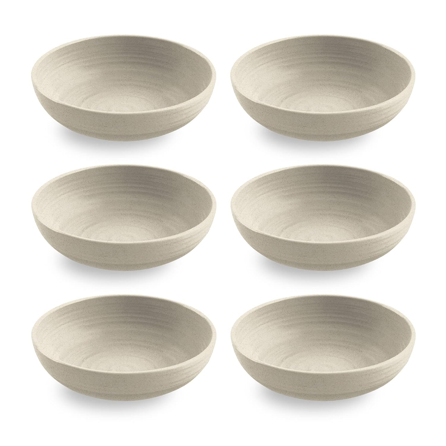 Matte Birch 8" Plant-Based Low Bowls Set of 6