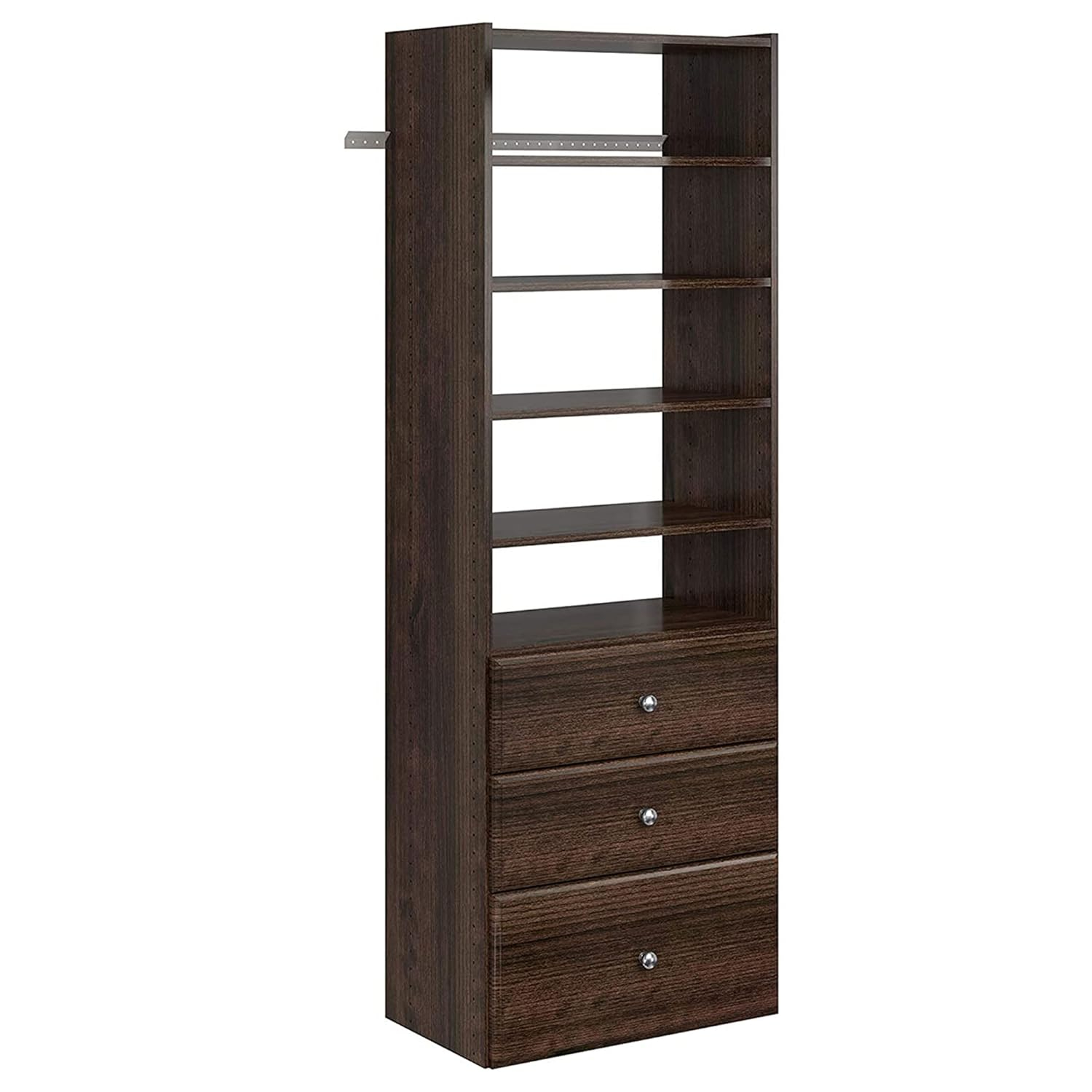 Easy Track Premium Tower Closet Organizer with Shelves and Drawers, Truffle
