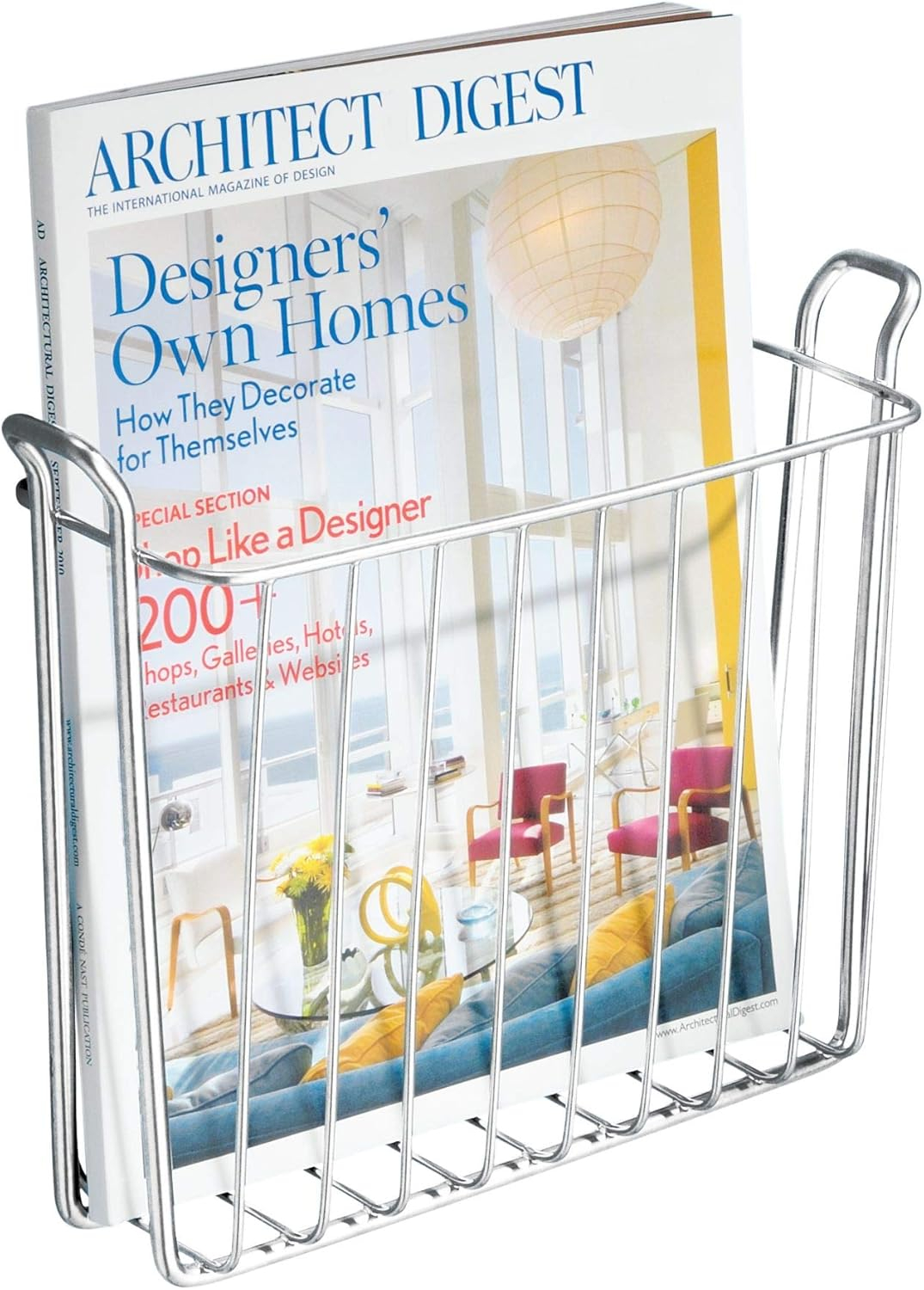 Chrome Metal Wall Mounted Magazine and Book Holder