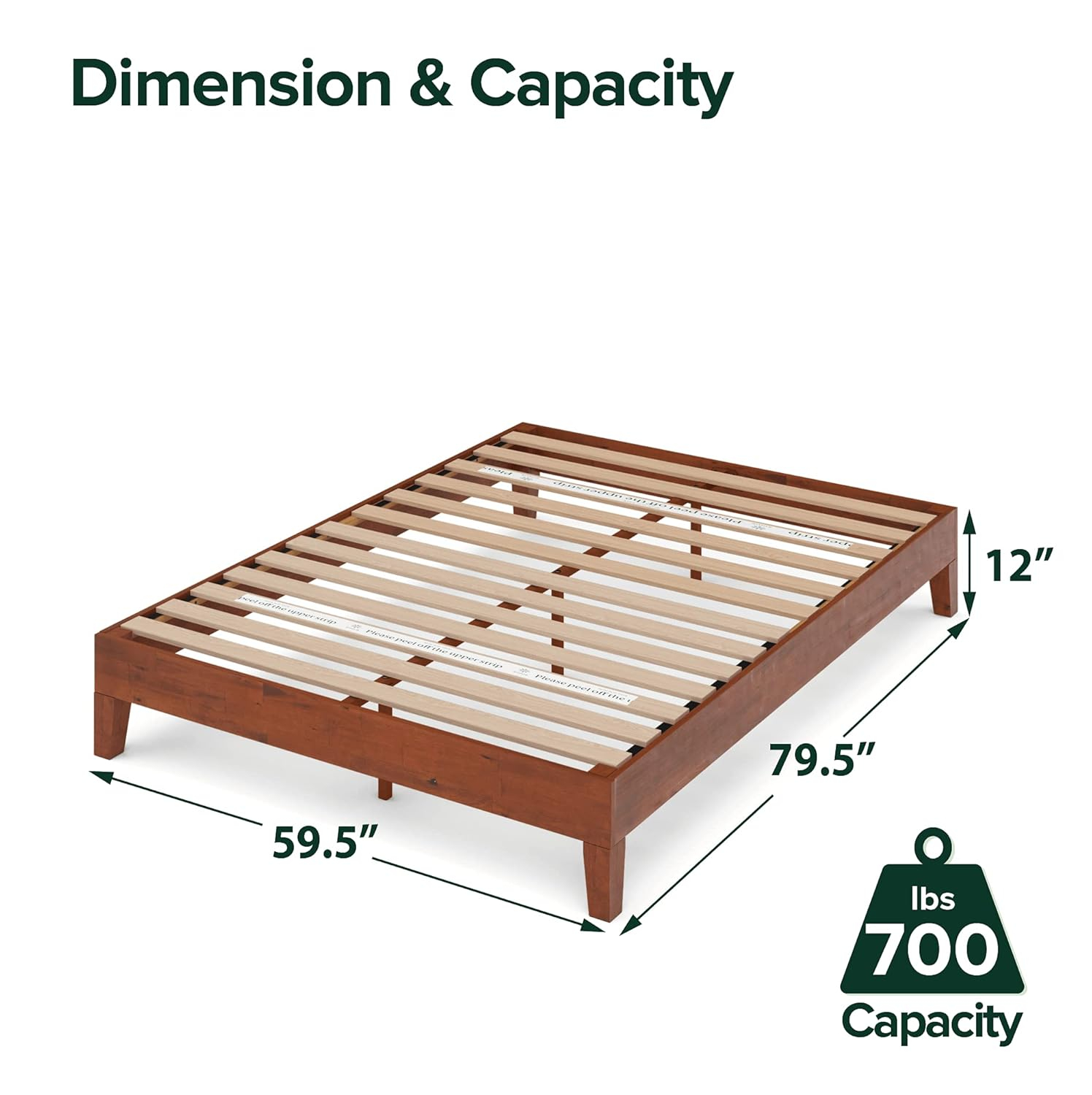 Cherry Queen Wood Frame Platform Bed with Slats