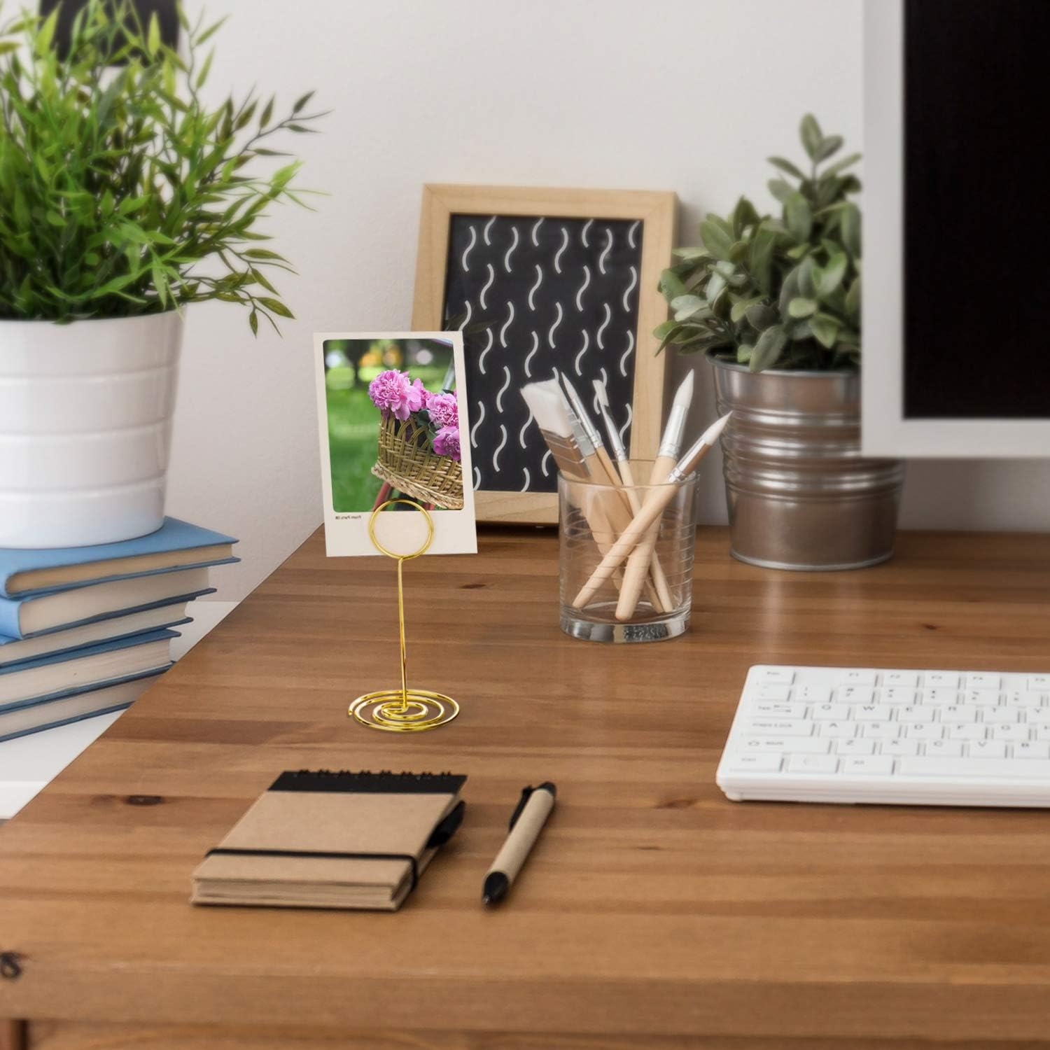 TecUnite 24 Pack 3.35 Inch Table Number Holder Place Card Wire Photo Holder Picture Name Menu Clips Memo Note Cards Stand for Wedding Reception Anniversary Birthday Party Centerpieces(Silver)