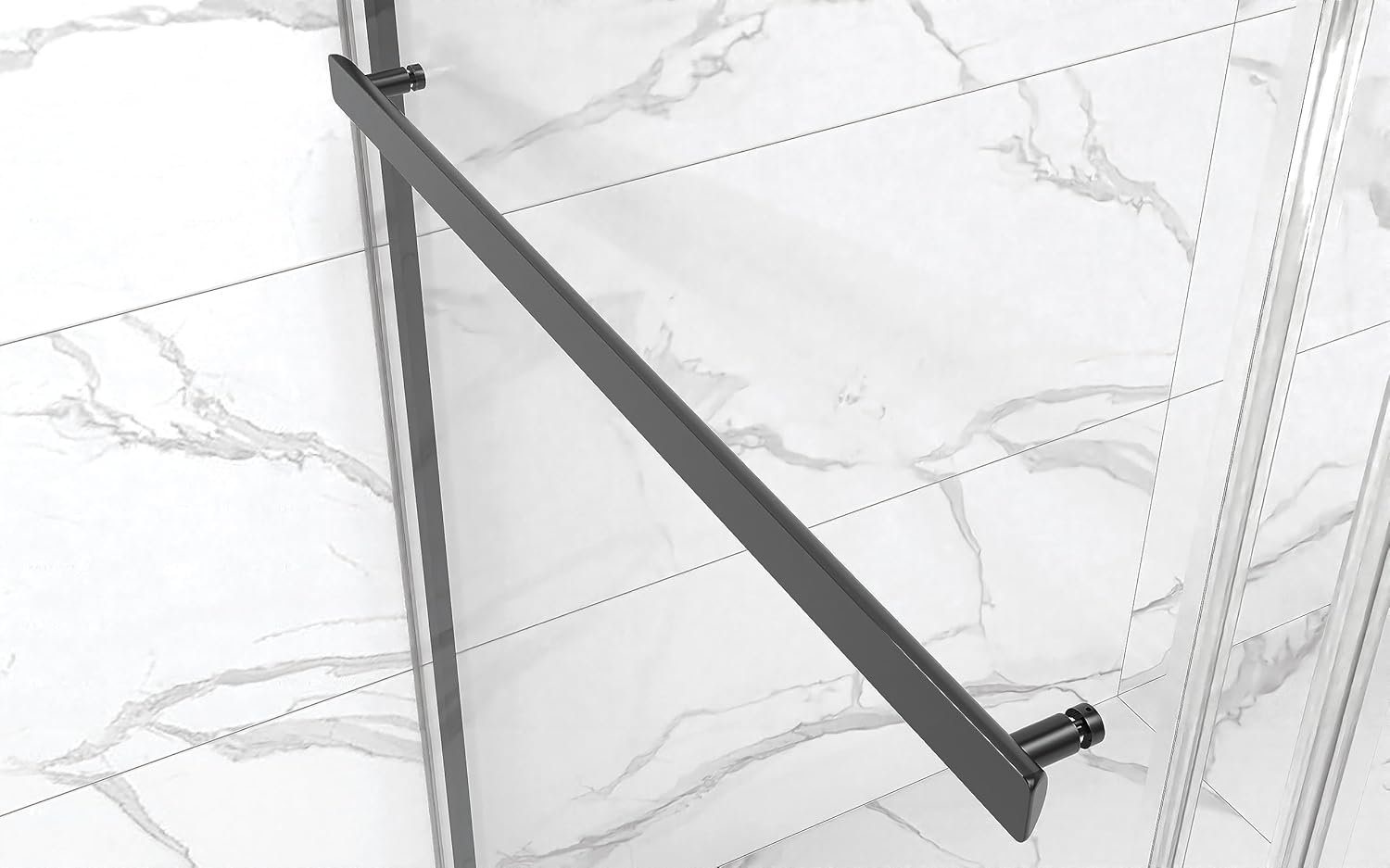 Sunrosa Shower Door 48"×76", Double Sliding Shower Door, Frameless Shower Door with Tempered Glass, Shower Glass Door in Matte Black