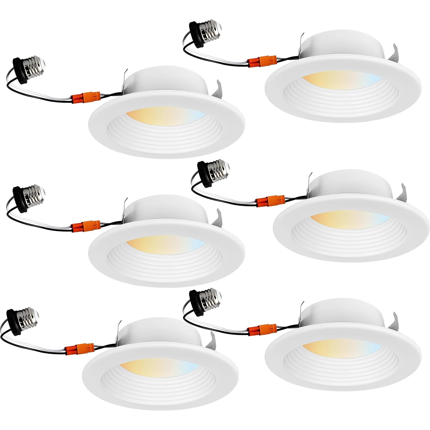 Sunlite 5.5'' Selectable Color Temperature LED Retrofit Recessed Lighting Kit (Set of 6) WF41737