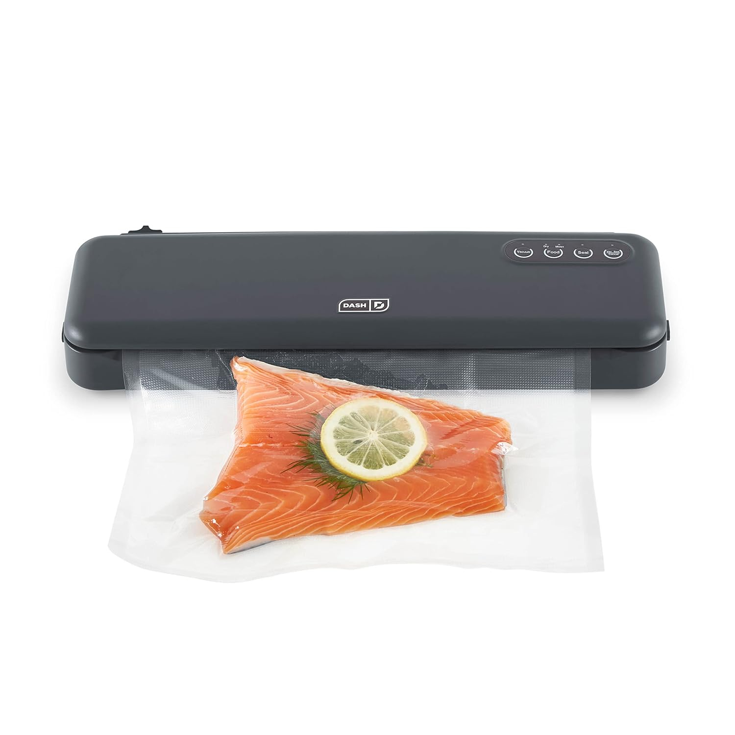DASH SuperSeal™ Vacuum Sealer for Food Storage and Sous Vide, Perfect for Preserving Fresh Ingredients, Single Use & Reusable Bags and Cutter Included - Grey