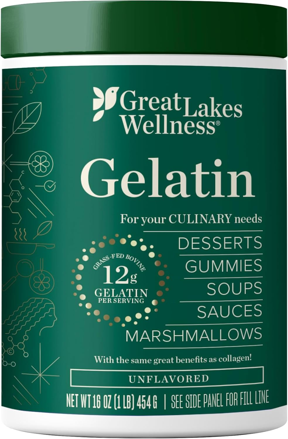 Great Lakes Wellness Culinary Gelatin Unflavored - Case of 1 - 16 oz
