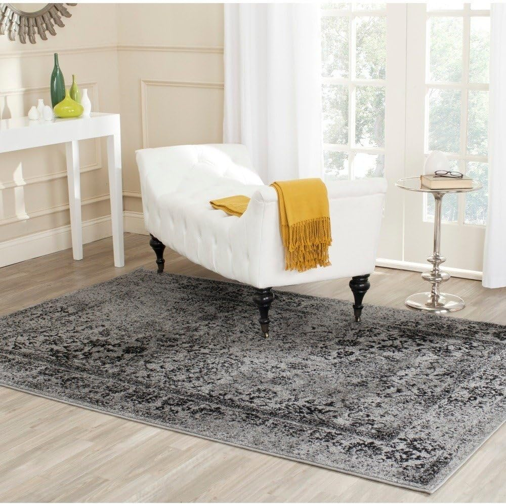 SAFAVIEH Adirondack Wyatt Distressed Area Rug, Slate/Ivory, 3' x 5'