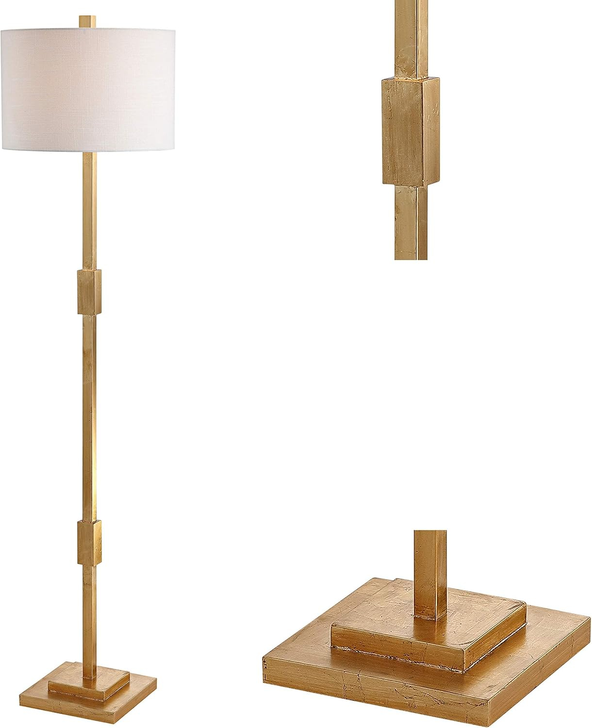 JONATHAN Y JYL3063A Windsor 61.5" Resin/Metal LED Floor Lamp, Contemporary, Modern, Transitional, Office, Living Room, Family Room, Dining Room, Bedroom, Hallway, Foyer, Gold Leaf