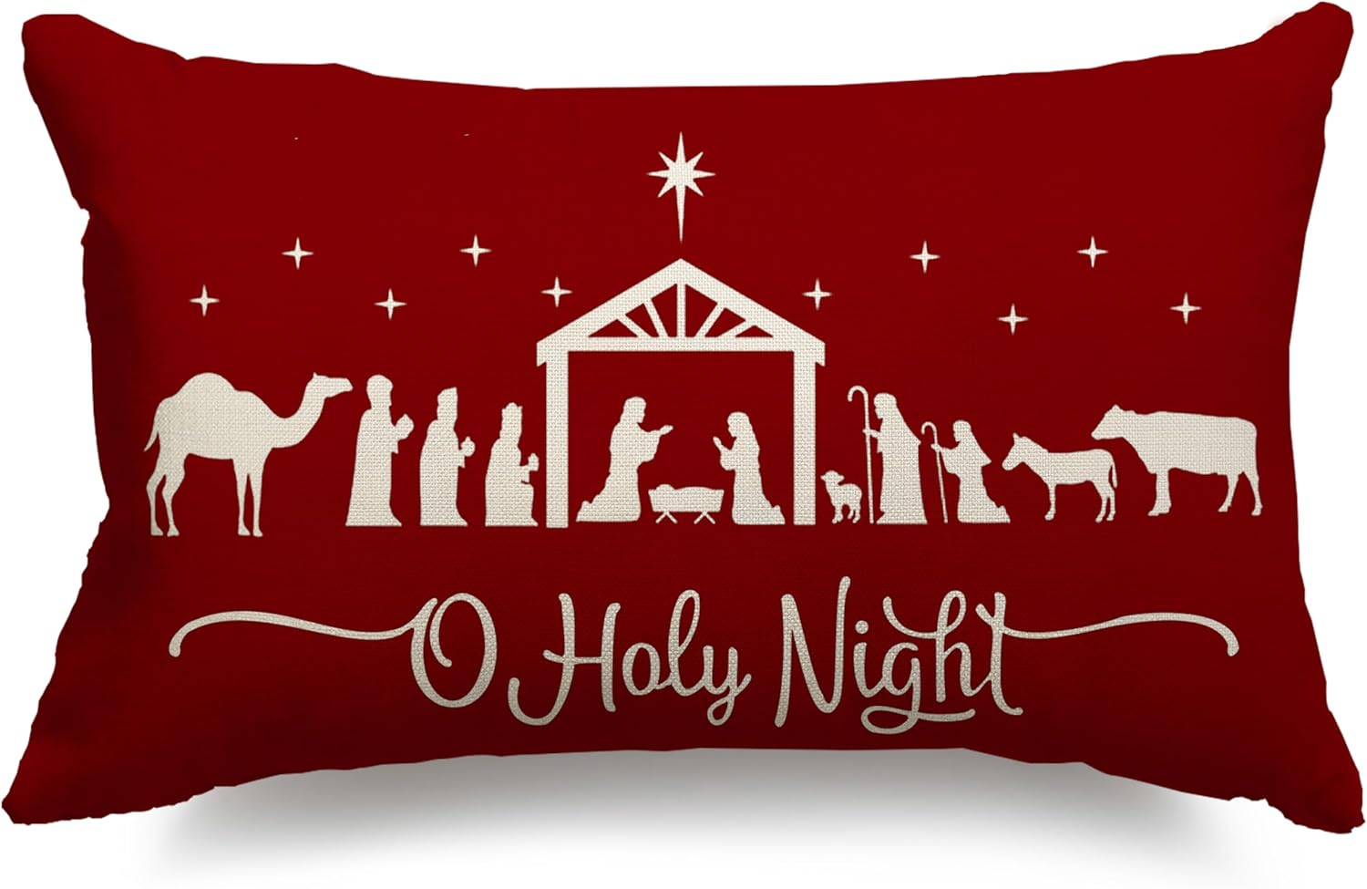 Christmas Pillow Covers 12x20,Merry Christmas Cross Joy Oh Holy Night Nativity Holiday Party Throw Pillow Cover Decorations Pillow Covers Farmhouse Pillows Decorative for Sofa Winter Home Decor