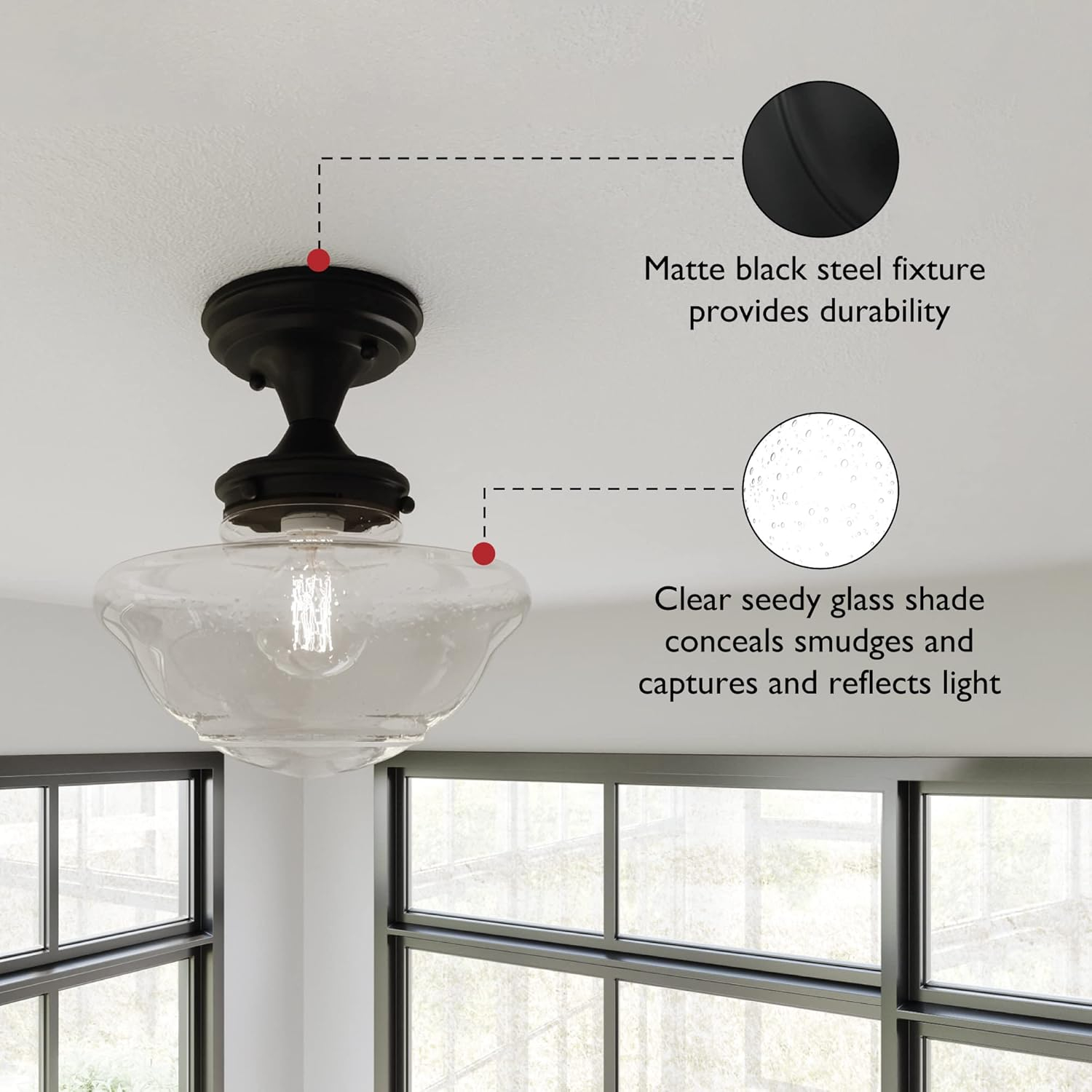 Design House  Schoolhouse Ceiling Light in Matte Black