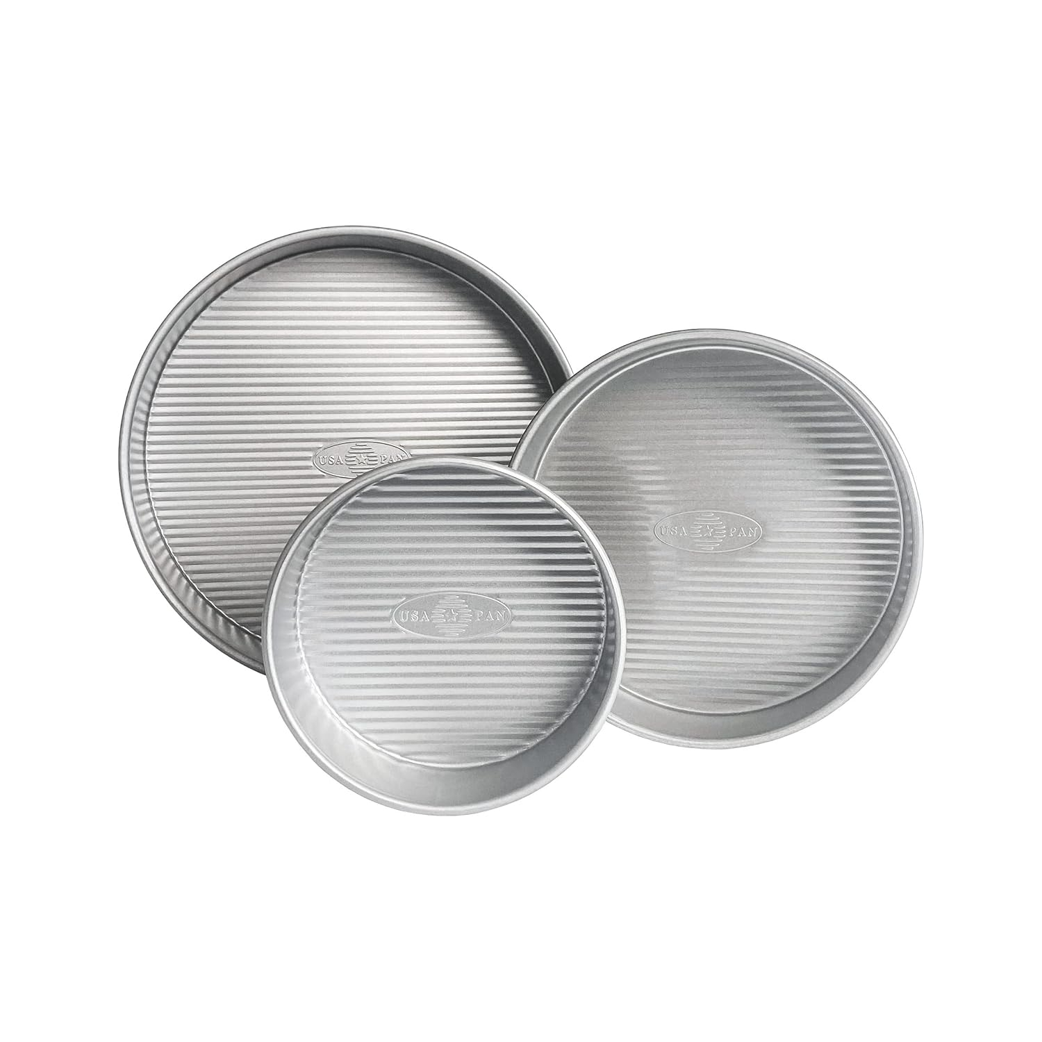 USA Pan Nonstick Round Cake Pan, Set of 3, Large, Aluminized Steel