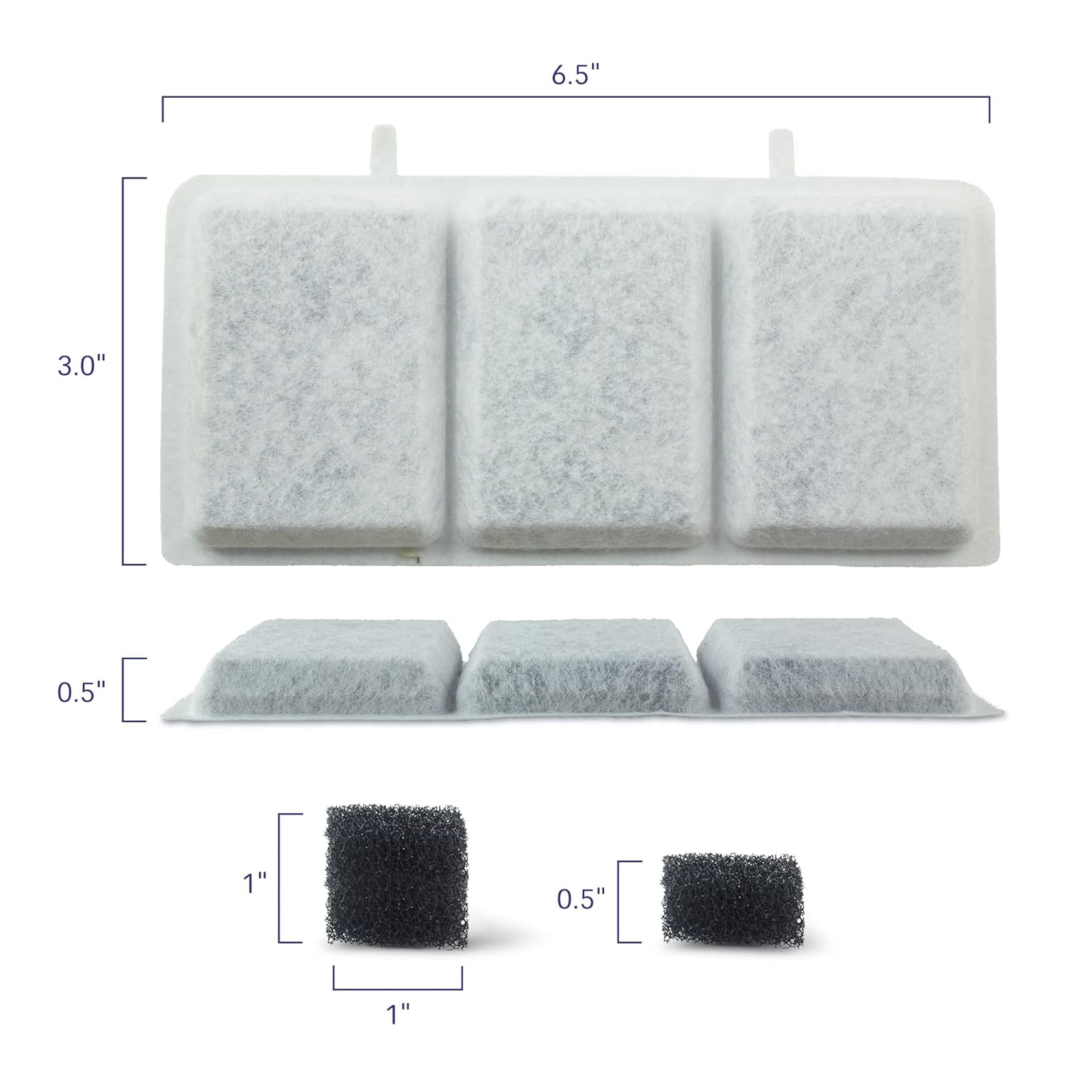 PET STANDARD Replacement Water Filter & 10 Pack Replacement Pre-Filter Sponges Compatible With Petory® 74oz/2.2L Automatic Pet Fountain, Pack of 10