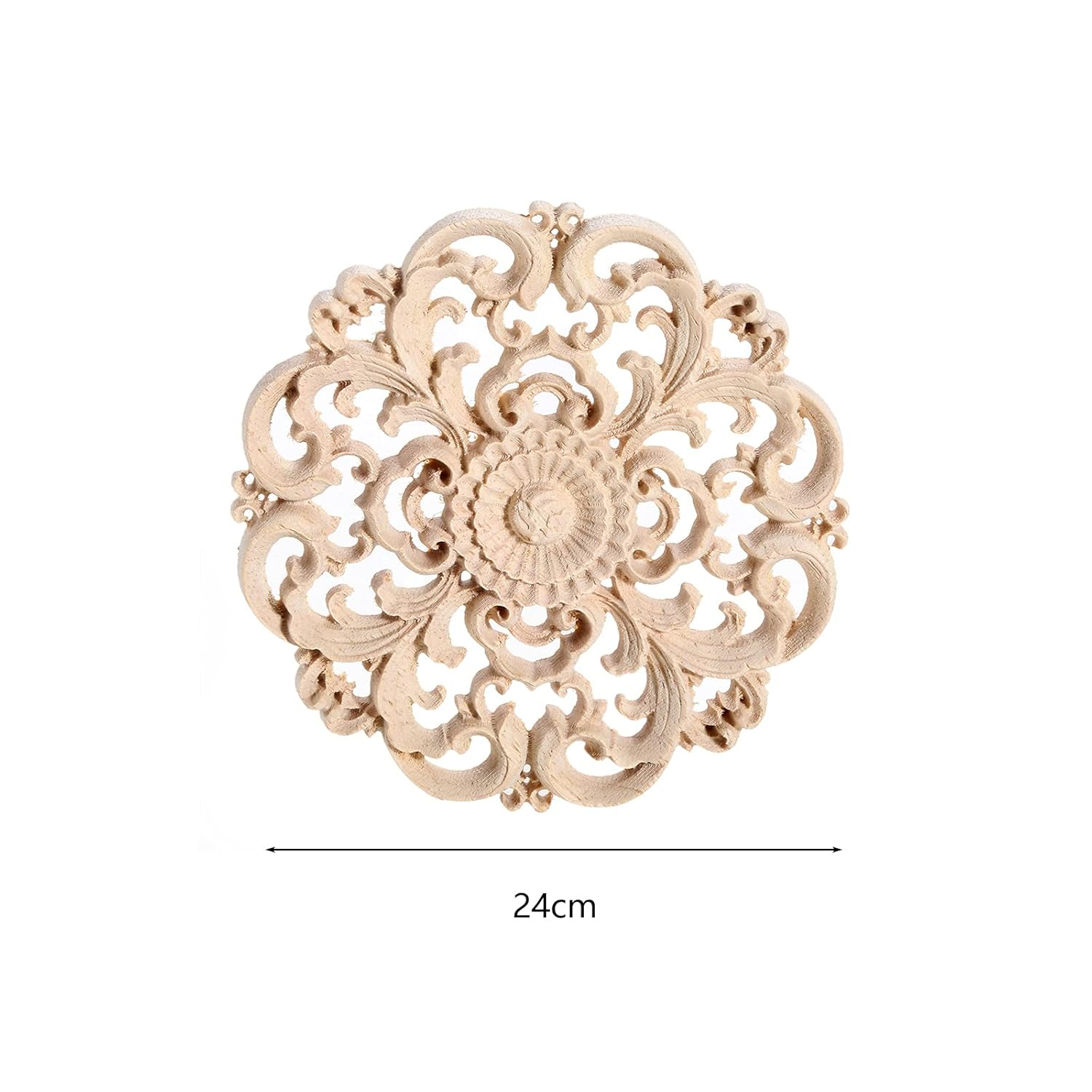 Frcolor Wood Corner Wooden Applique Onlay Furniture Cabinet Carved Decals Flower Unpainted Oval Appliques Diy Onlays Carving