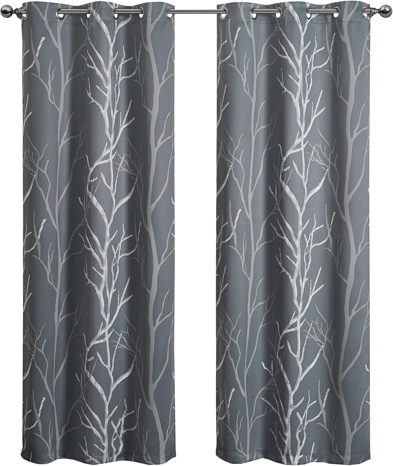 VCNY Home Kingdom Grey Branch Grommet Blackout Curtain, 40" x 95"